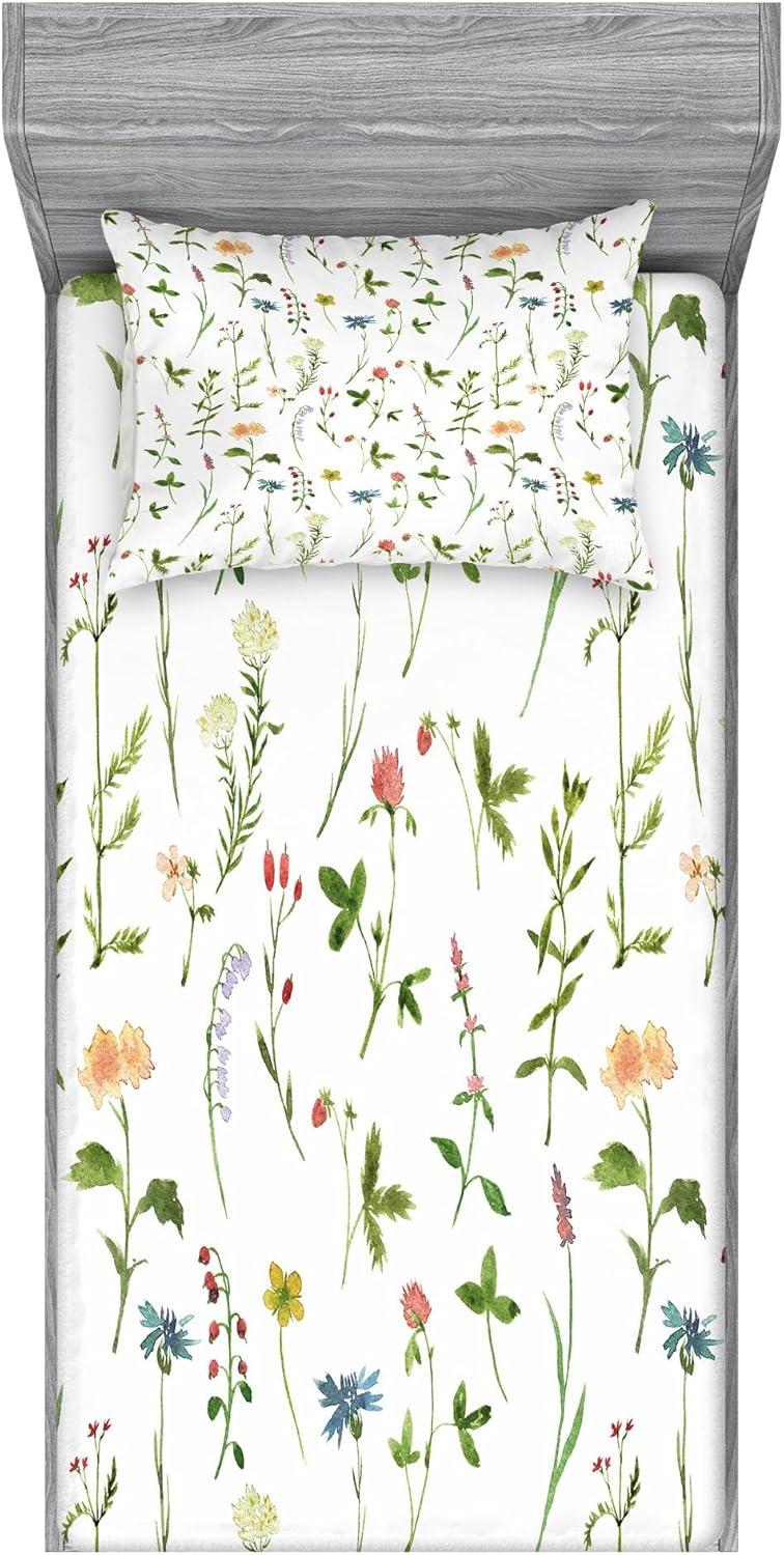 imageAmbesonne Dragon Fitted Sheet amp Pillow Sham Set Cartoon Style Design for Animal Pattern Colorful Dragons Art Print Decorative Printed 2 Piece Bedding Decor Set Twin Aqua WhiteGreen Off White