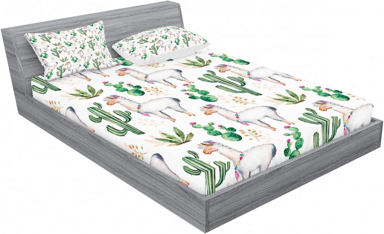 imageAmbesonne Dragon Fitted Sheet amp Pillow Sham Set Cartoon Style Design for Animal Pattern Colorful Dragons Art Print Decorative Printed 2 Piece Bedding Decor Set Twin Aqua WhiteWhite Green