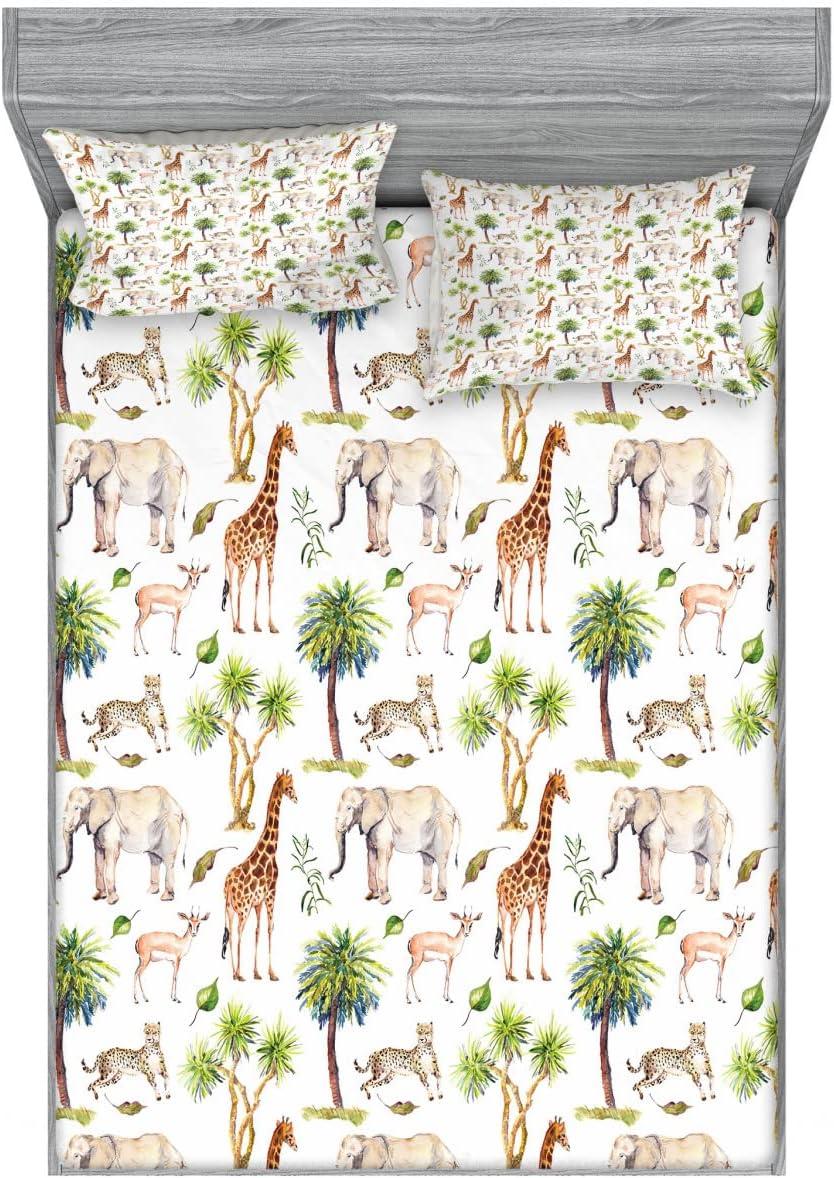 imageAmbesonne Dragon Fitted Sheet amp Pillow Sham Set Cartoon Style Design for Animal Pattern Colorful Dragons Art Print Decorative Printed 2 Piece Bedding Decor Set Twin Aqua WhiteGreen Pale Brown