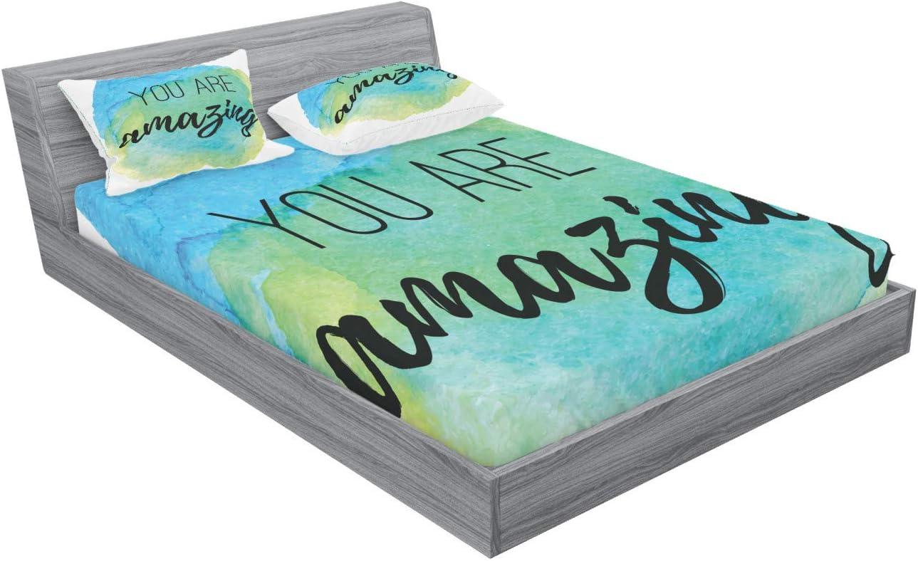 imageAmbesonne Dragon Fitted Sheet amp Pillow Sham Set Cartoon Style Design for Animal Pattern Colorful Dragons Art Print Decorative Printed 2 Piece Bedding Decor Set Twin Aqua WhiteSky Blue Green