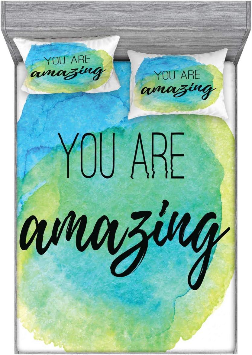 imageAmbesonne Dragon Fitted Sheet amp Pillow Sham Set Cartoon Style Design for Animal Pattern Colorful Dragons Art Print Decorative Printed 2 Piece Bedding Decor Set Twin Aqua WhiteSky Blue Green