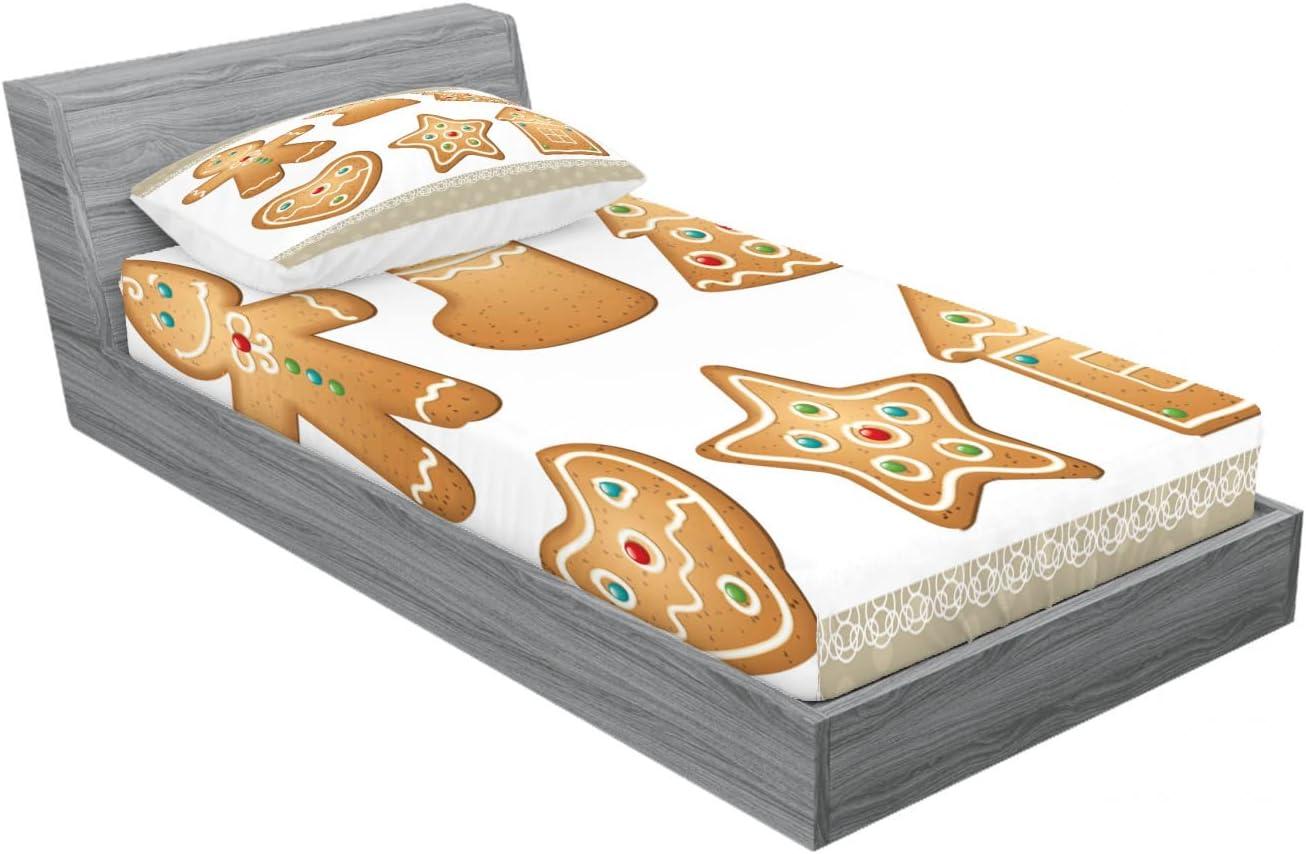 imageAmbesonne Dragon Fitted Sheet amp Pillow Sham Set Cartoon Style Design for Animal Pattern Colorful Dragons Art Print Decorative Printed 2 Piece Bedding Decor Set Twin Aqua WhiteAmber Tan