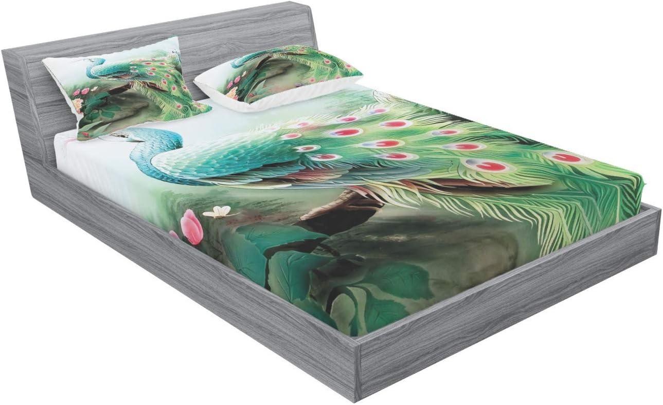 imageAmbesonne Dragon Fitted Sheet amp Pillow Sham Set Cartoon Style Design for Animal Pattern Colorful Dragons Art Print Decorative Printed 2 Piece Bedding Decor Set Twin Aqua WhiteFuchsia