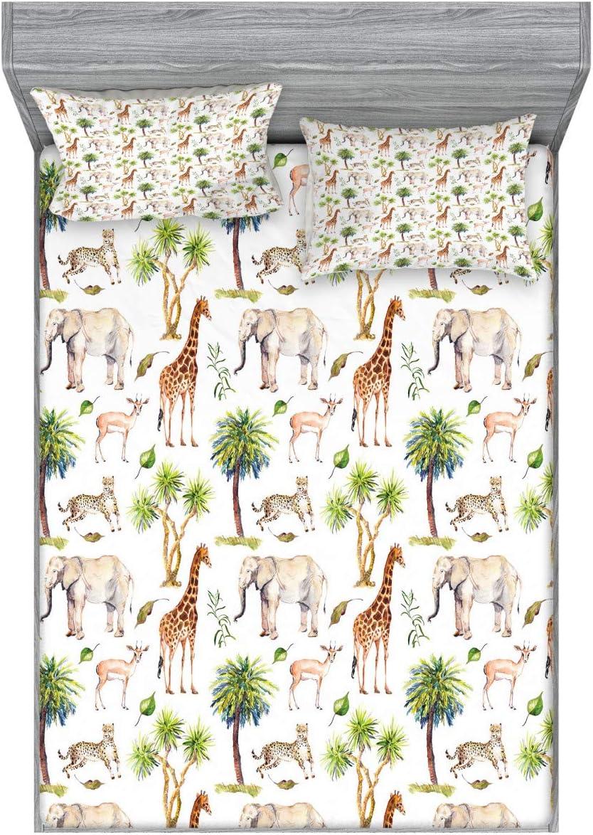 imageAmbesonne Dragon Fitted Sheet amp Pillow Sham Set Cartoon Style Design for Animal Pattern Colorful Dragons Art Print Decorative Printed 2 Piece Bedding Decor Set Twin Aqua WhiteGreen Pale Brown