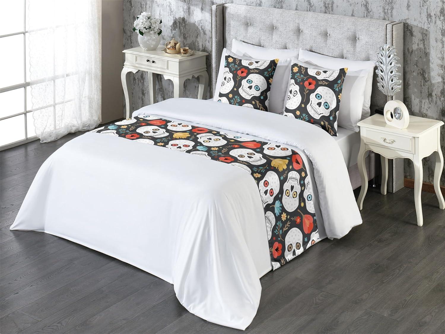 imageAmbesonne Floral Bed Runner Set Roses Lavender Eucalyptus Watercolor Valentines Day Romantic Concept Decorative Bedding Scarf and a Pillow Sham for Hotels Homes Twin Purple Grey and Off WhiteBurnt Sienna Ivory