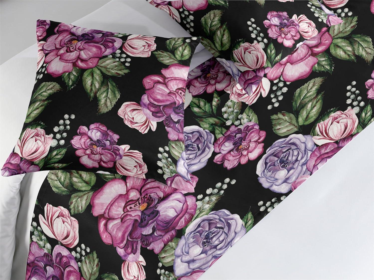 imageAmbesonne Floral Bed Runner Set Roses Lavender Eucalyptus Watercolor Valentines Day Romantic Concept Decorative Bedding Scarf and a Pillow Sham for Hotels Homes Twin Purple Grey and Off WhiteSoft Pink Olive Green