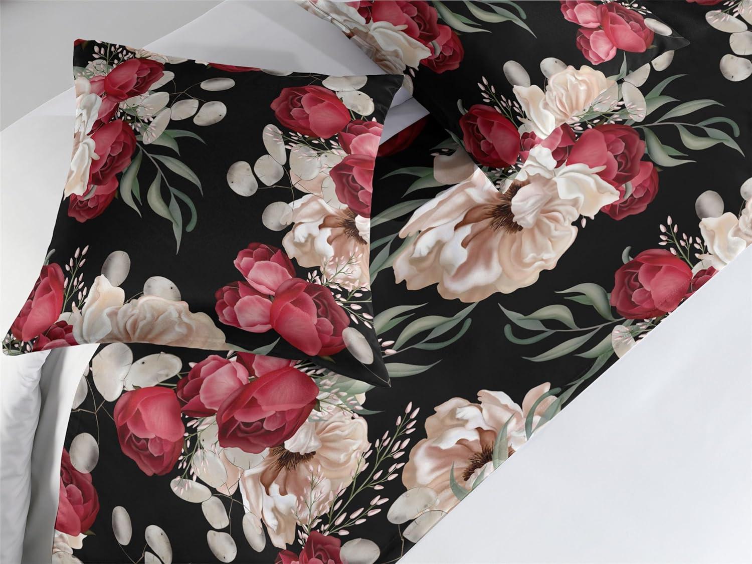 imageAmbesonne Floral Bed Runner Set Roses Lavender Eucalyptus Watercolor Valentines Day Romantic Concept Decorative Bedding Scarf and a Pillow Sham for Hotels Homes Twin Purple Grey and Off WhiteRaspberry and Reseda Green