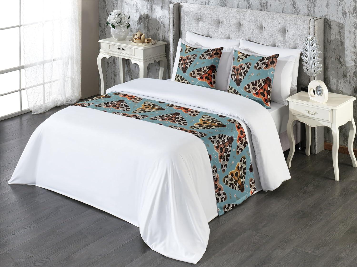 imageAmbesonne Floral Bed Runner Set Roses Lavender Eucalyptus Watercolor Valentines Day Romantic Concept Decorative Bedding Scarf and a Pillow Sham for Hotels Homes Twin Purple Grey and Off WhiteDark Peach Blue Grey