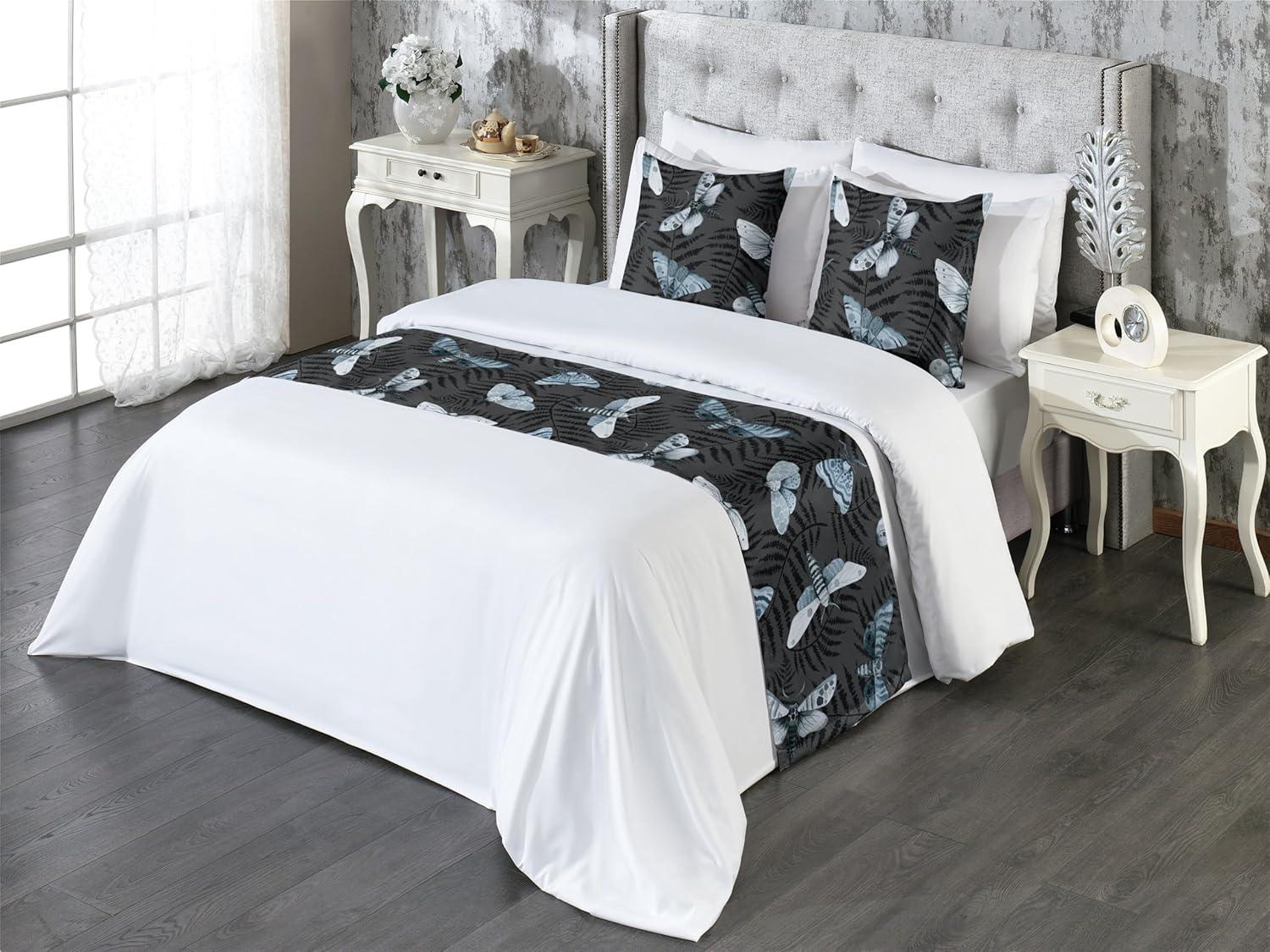 imageAmbesonne Floral Bed Runner Set Valentines Day Romantic Concept Watercolor Hydrangeas Roses Birds Decorative Bedding Scarf and 2 Pillow Shams for Hotels Homes Queen Soft Pink Pistachio GreenBlue Grey Pale Teal