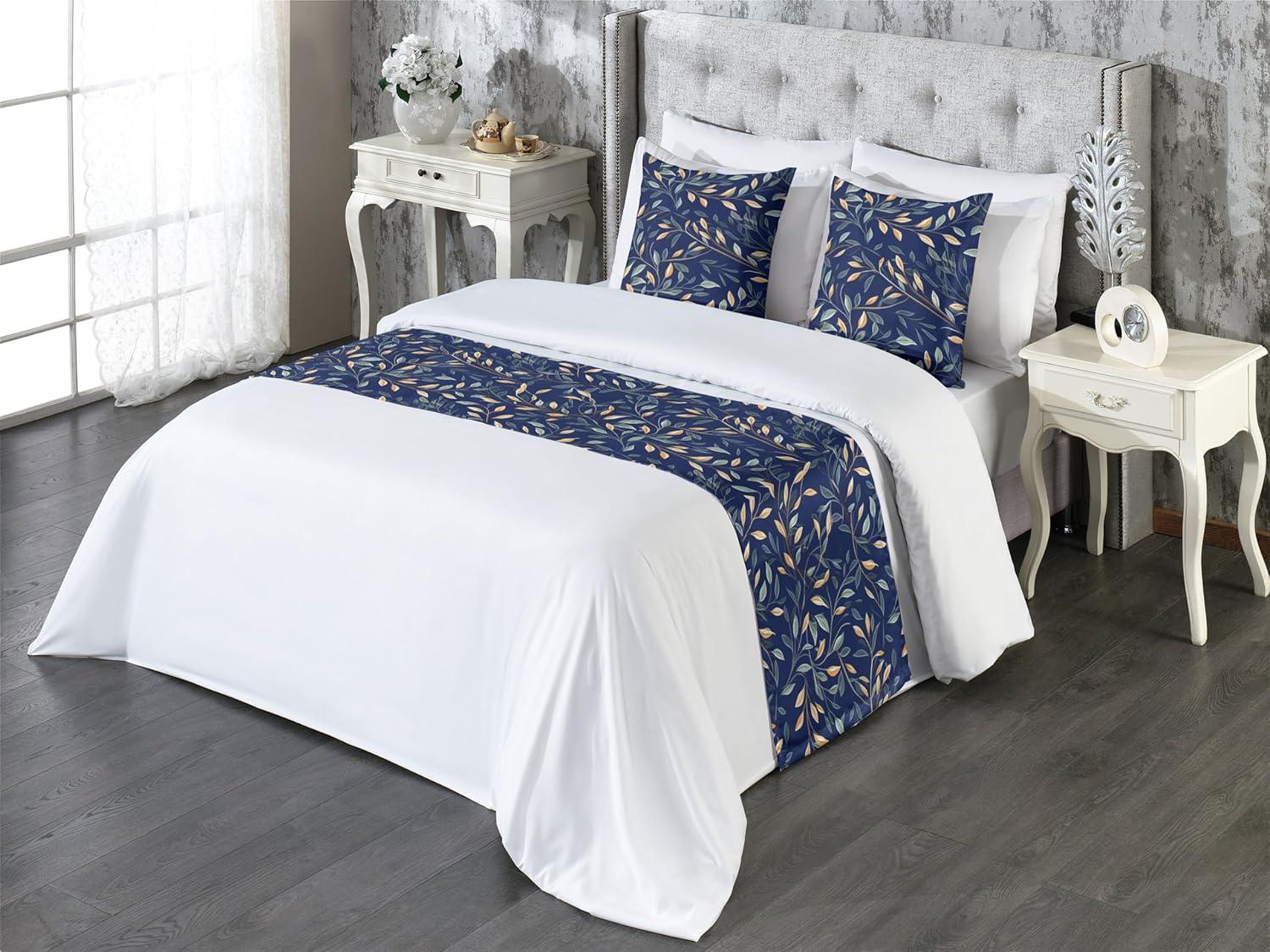 imageAmbesonne Floral Bed Runner Set Valentines Day Romantic Concept Watercolor Hydrangeas Roses Birds Decorative Bedding Scarf and 2 Pillow Shams for Hotels Homes Queen Soft Pink Pistachio GreenTan Grey Teal Night Blue