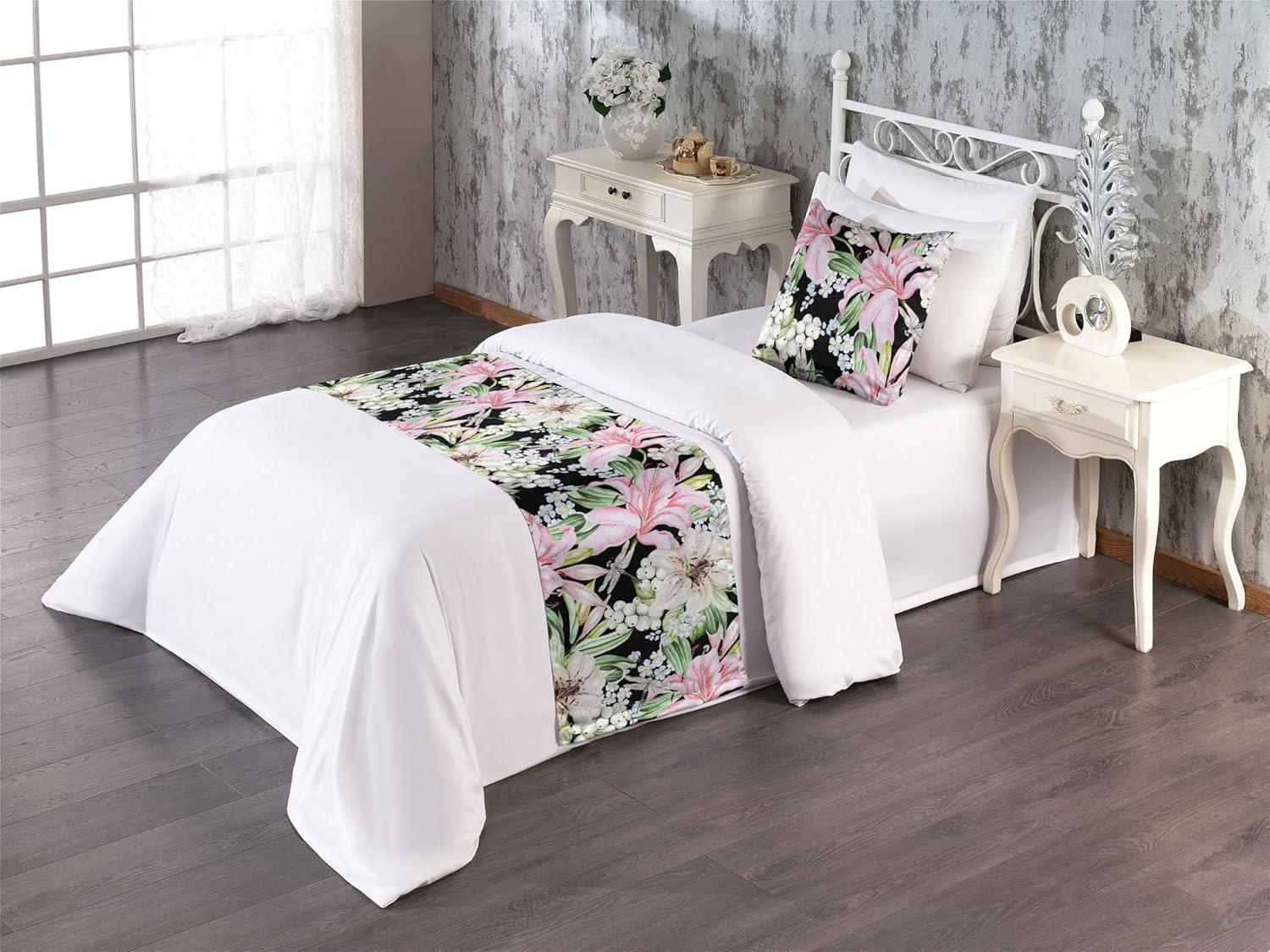 imageAmbesonne Floral Bed Runner Set Valentines Day Romantic Concept Watercolor Hydrangeas Roses Birds Decorative Bedding Scarf and 2 Pillow Shams for Hotels Homes Queen Soft Pink Pistachio GreenSoft Pink Pale Green