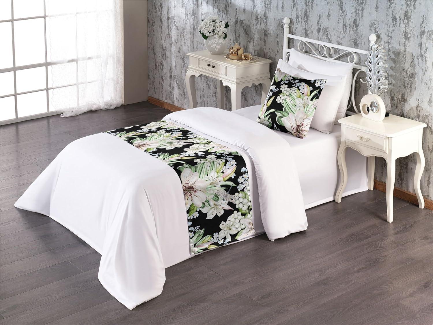 imageAmbesonne Floral Bed Runner Set Valentines Day Romantic Concept Watercolor Hydrangeas Roses Birds Decorative Bedding Scarf and 2 Pillow Shams for Hotels Homes Queen Soft Pink Pistachio GreenLaurel Green Black White