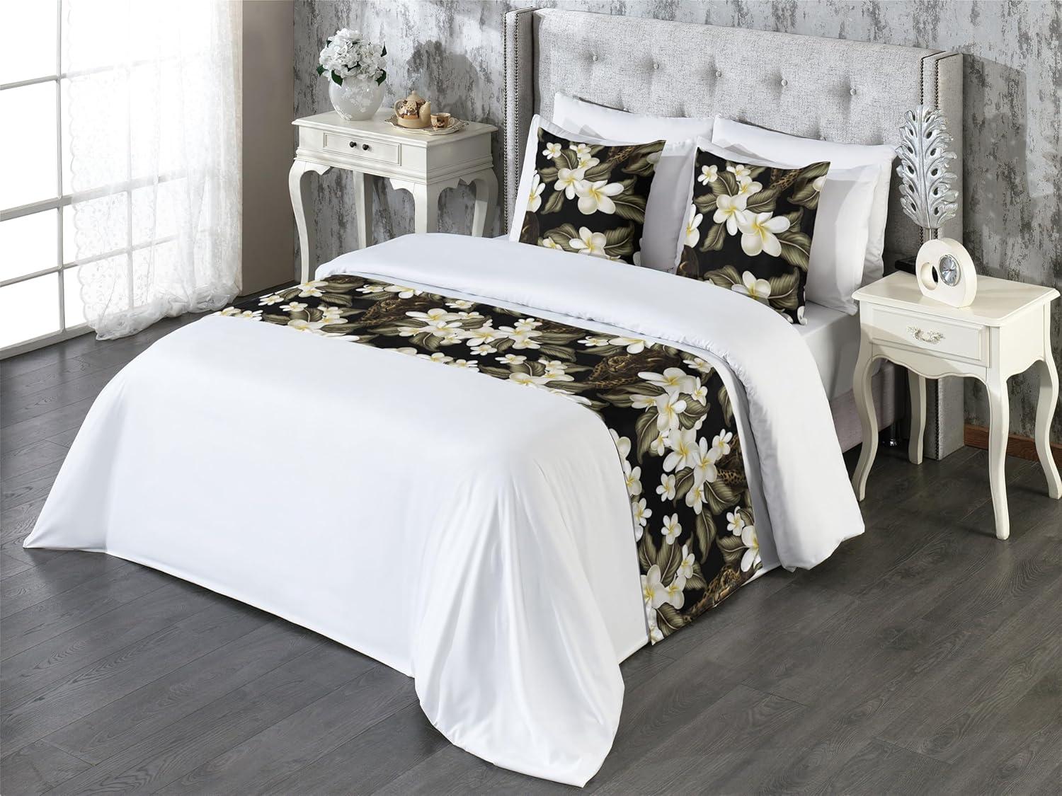 imageAmbesonne Floral Bed Runner Set Valentines Day Romantic Concept Watercolor Hydrangeas Roses Birds Decorative Bedding Scarf and 2 Pillow Shams for Hotels Homes Queen Soft Pink Pistachio GreenSage Green and Off White