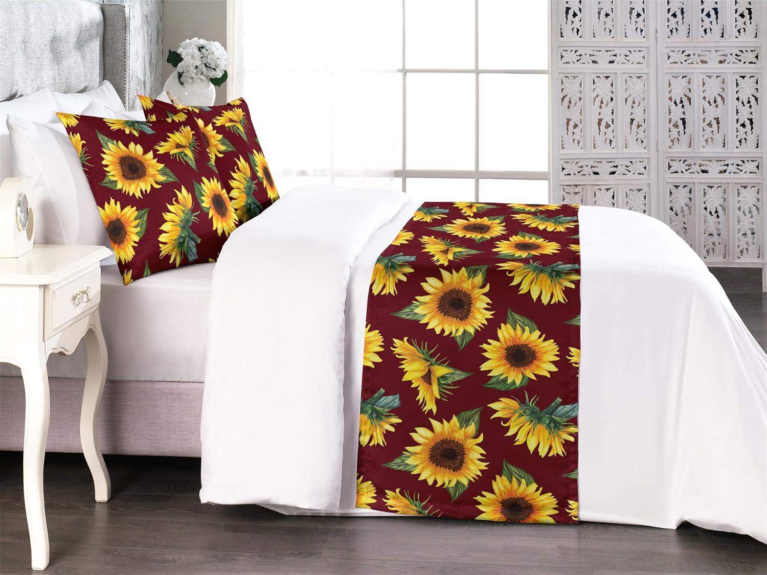 imageAmbesonne Floral Bed Runner Set Valentines Day Romantic Concept Watercolor Hydrangeas Roses Birds Decorative Bedding Scarf and 2 Pillow Shams for Hotels Homes Queen Soft Pink Pistachio GreenEarth Yellow Maroon