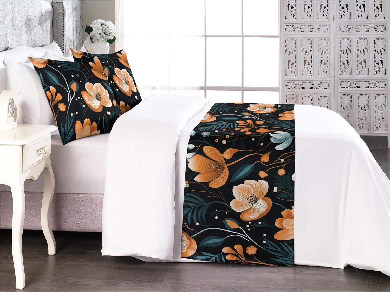 imageAmbesonne Floral Bed Runner Set Valentines Day Romantic Concept Watercolor Hydrangeas Roses Birds Decorative Bedding Scarf and 2 Pillow Shams for Hotels Homes Queen Soft Pink Pistachio GreenAmber Teal Pale Seafoam
