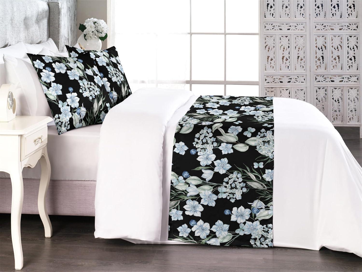 imageAmbesonne Floral Bed Runner Set Valentines Day Romantic Concept Watercolor Hydrangeas Roses Birds Decorative Bedding Scarf and 2 Pillow Shams for Hotels Homes Queen Soft Pink Pistachio GreenPale Green and Soft Blue