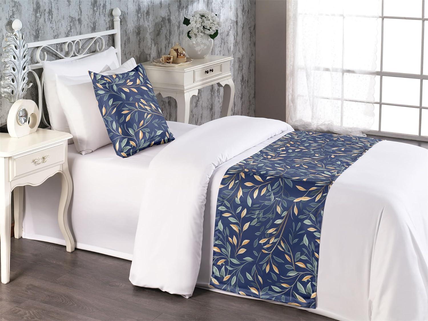 imageAmbesonne Floral Bed Runner Set Valentines Day Romantic Concept Watercolor Hydrangeas Roses Birds Decorative Bedding Scarf and 2 Pillow Shams for Hotels Homes Queen Soft Pink Pistachio GreenTan Grey Teal Night Blue