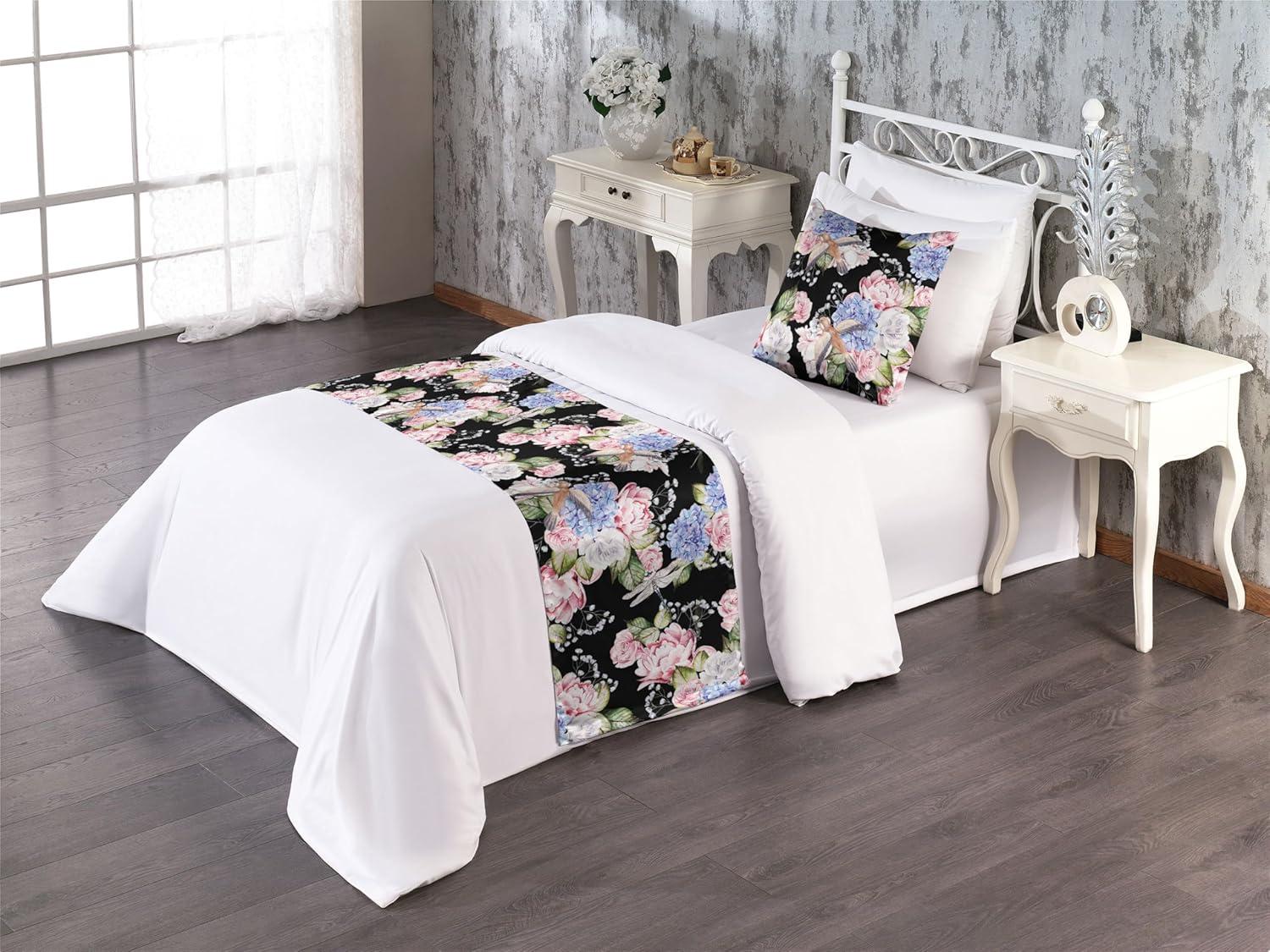 imageAmbesonne Floral Bed Runner Set Valentines Day Romantic Concept Watercolor Hydrangeas Roses Birds Decorative Bedding Scarf and 2 Pillow Shams for Hotels Homes Queen Soft Pink Pistachio GreenSoft Pink Pistachio Green