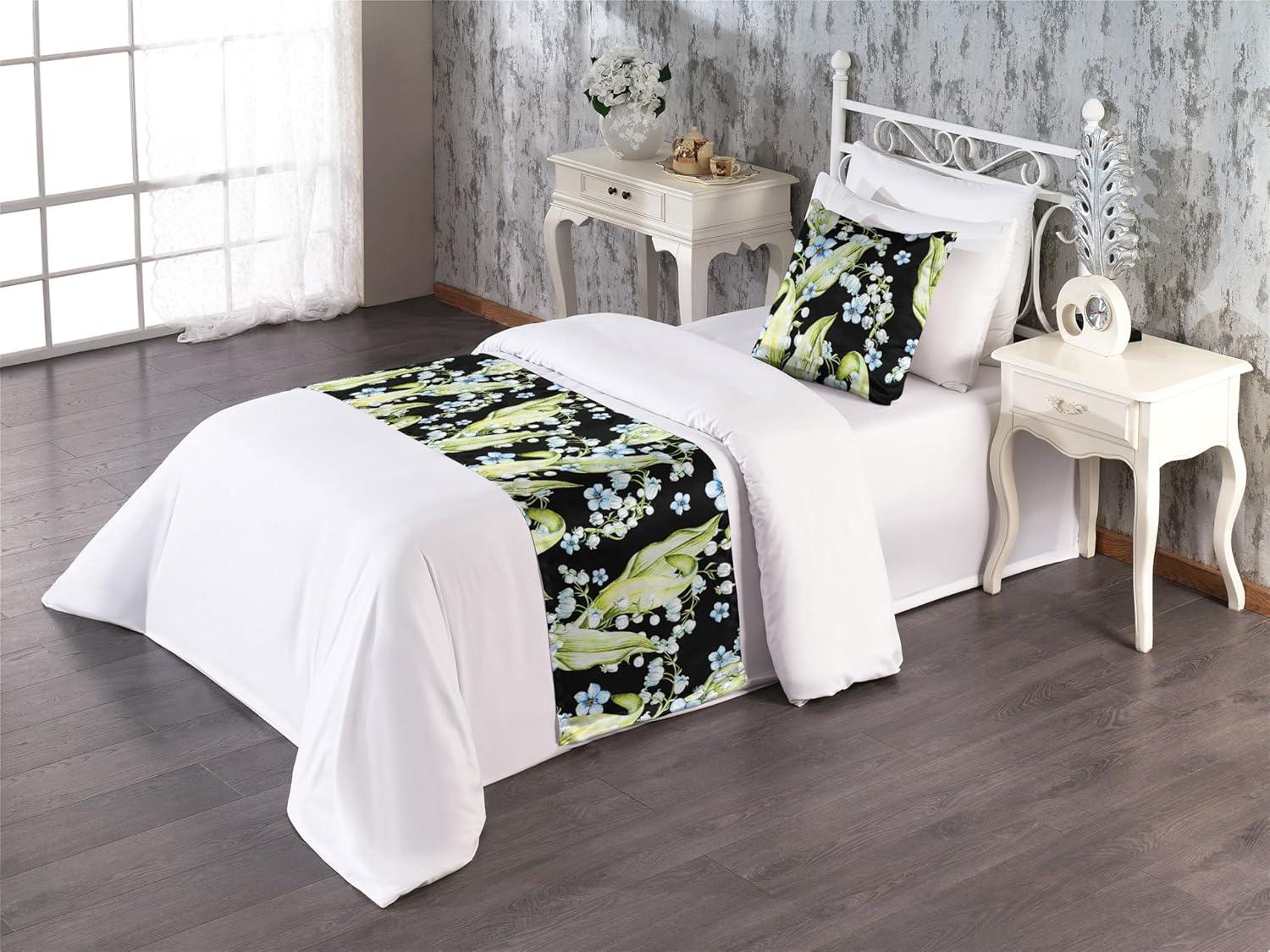 imageAmbesonne Floral Bed Runner Set Valentines Day Romantic Concept Watercolor Hydrangeas Roses Birds Decorative Bedding Scarf and 2 Pillow Shams for Hotels Homes Queen Soft Pink Pistachio GreenPastel Green and Pale Blue