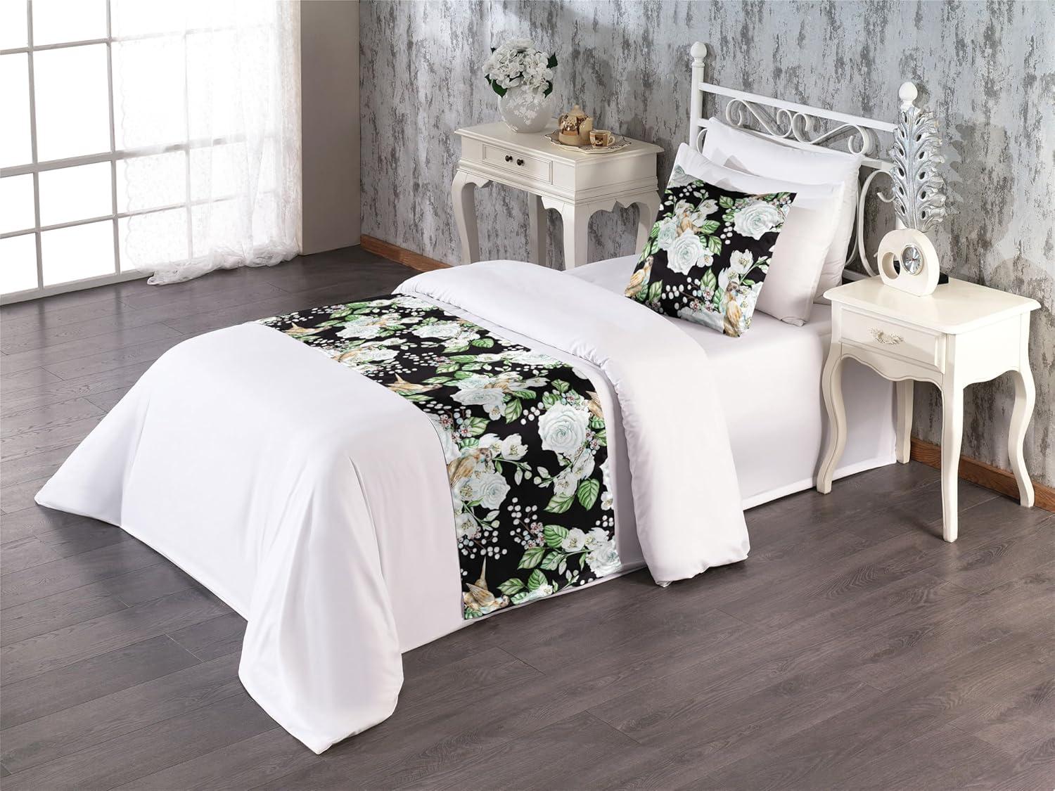 imageAmbesonne Floral Bed Runner Set Valentines Day Romantic Concept Watercolor Hydrangeas Roses Birds Decorative Bedding Scarf and 2 Pillow Shams for Hotels Homes Queen Soft Pink Pistachio GreenSea Green Pastel Brown