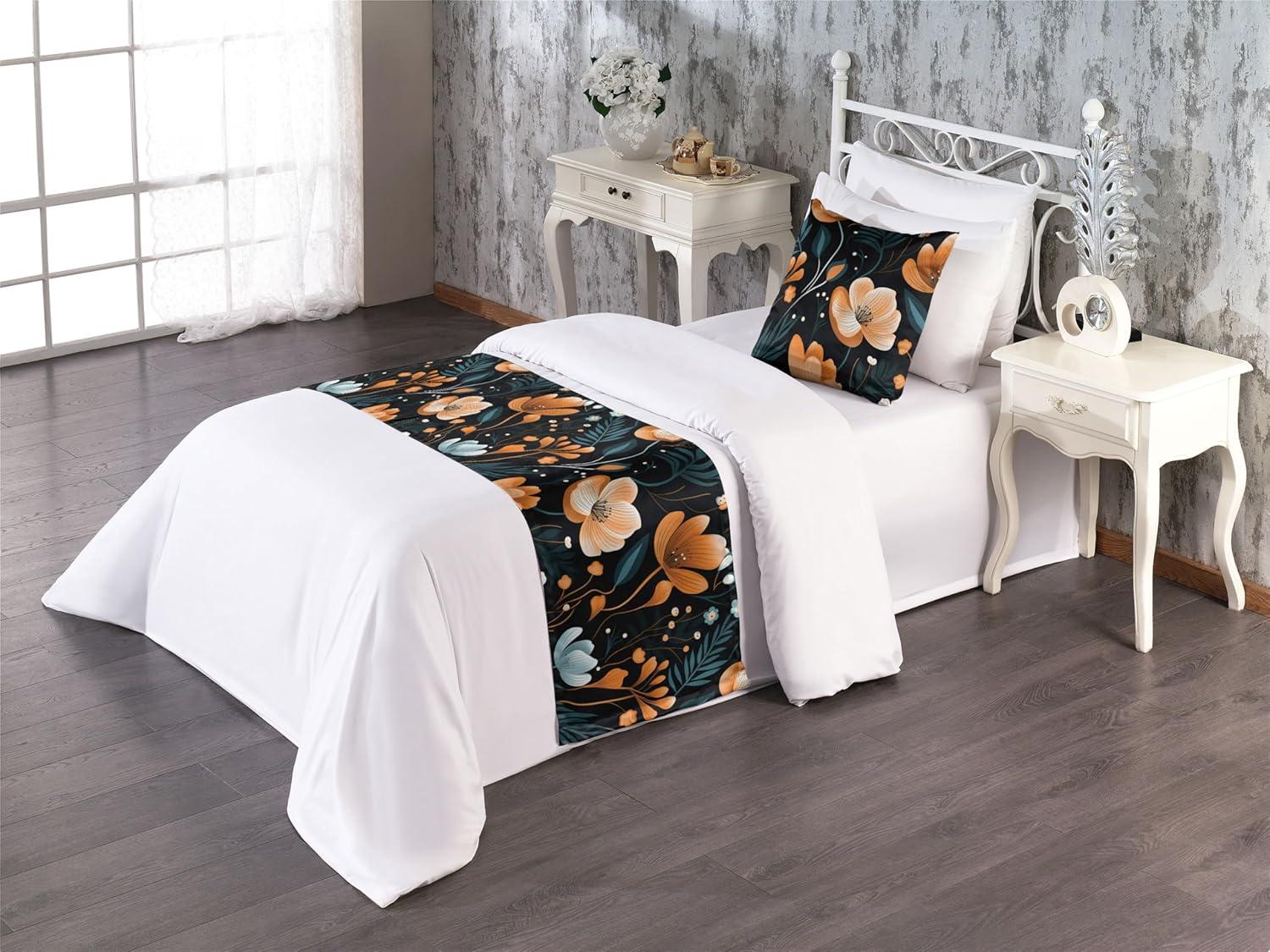 imageAmbesonne Floral Bed Runner Set Valentines Day Romantic Concept Watercolor Hydrangeas Roses Birds Decorative Bedding Scarf and 2 Pillow Shams for Hotels Homes Queen Soft Pink Pistachio GreenAmber Teal Pale Seafoam