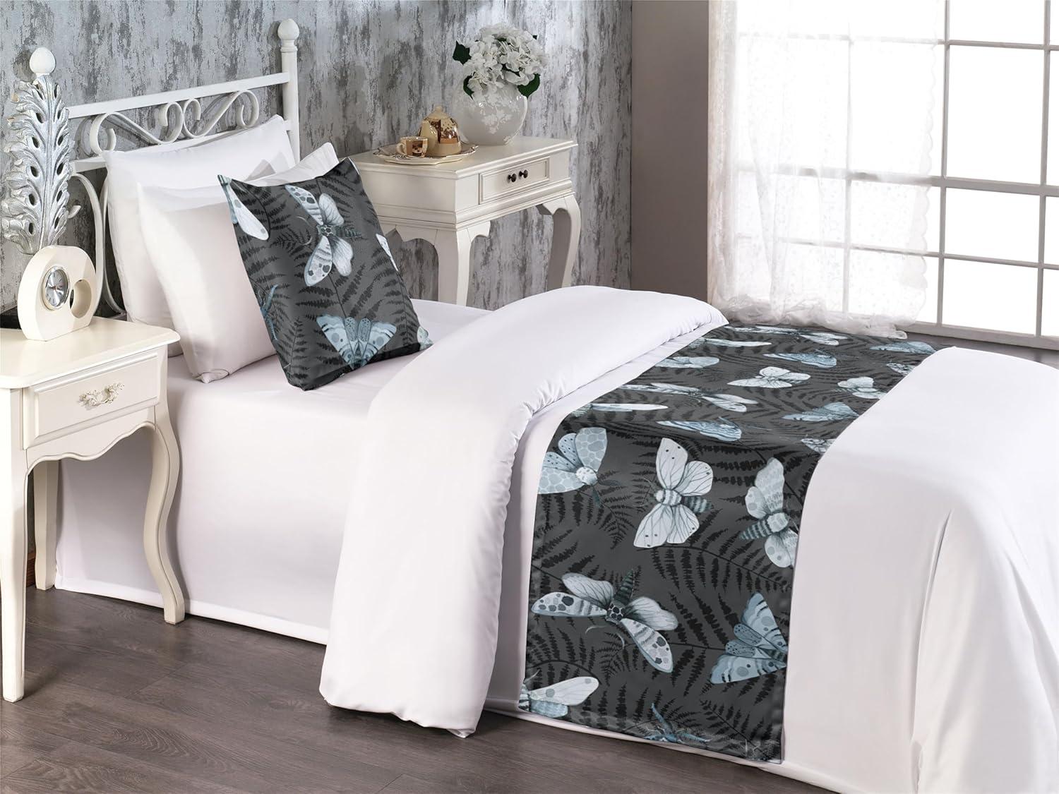 imageAmbesonne Floral Bed Runner Set Valentines Day Romantic Concept Watercolor Hydrangeas Roses Birds Decorative Bedding Scarf and 2 Pillow Shams for Hotels Homes Queen Soft Pink Pistachio GreenBlue Grey Pale Teal