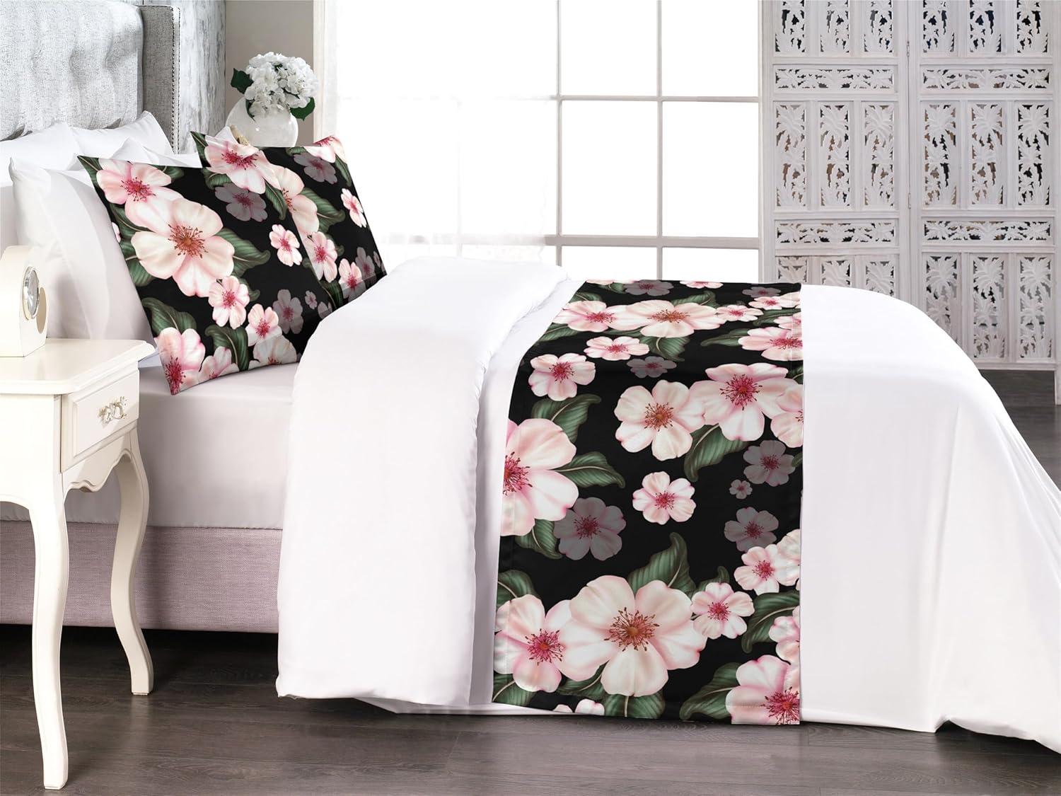 imageAmbesonne Floral Bed Runner Set Valentines Day Romantic Concept Watercolor Hydrangeas Roses Birds Decorative Bedding Scarf and 2 Pillow Shams for Hotels Homes Queen Soft Pink Pistachio GreenBlush Reseda Green