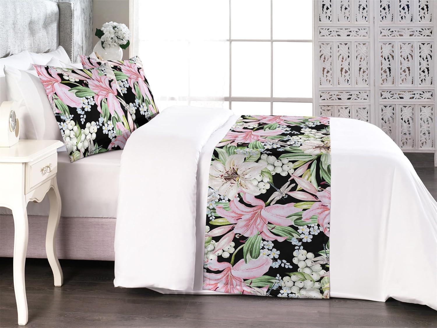 imageAmbesonne Floral Bed Runner Set Valentines Day Romantic Concept Watercolor Hydrangeas Roses Birds Decorative Bedding Scarf and 2 Pillow Shams for Hotels Homes Queen Soft Pink Pistachio GreenSoft Pink Pale Green