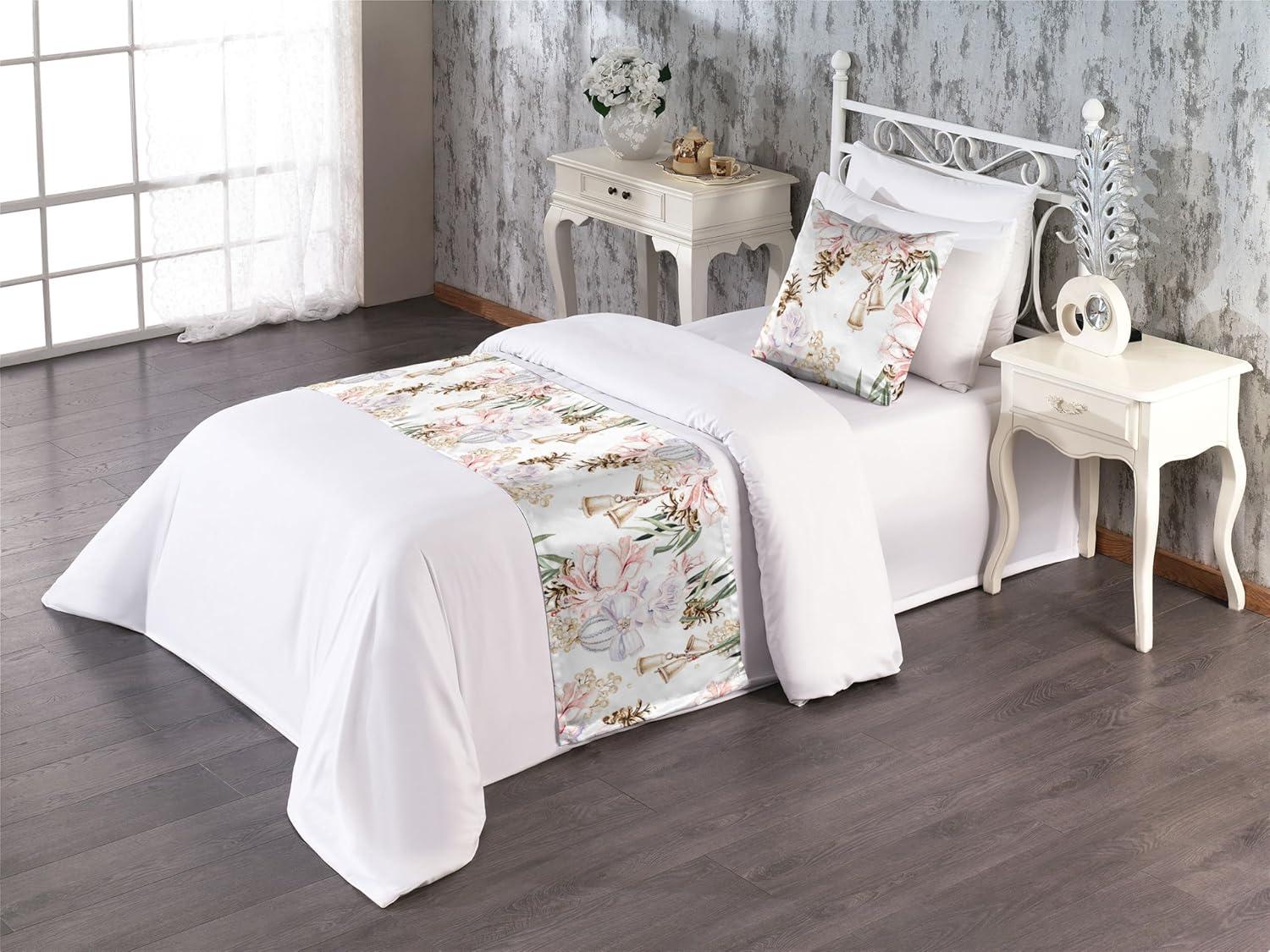 imageAmbesonne Floral Bed Runner Set Valentines Day Romantic Concept Watercolor Hydrangeas Roses Birds Decorative Bedding Scarf and 2 Pillow Shams for Hotels Homes Queen Soft Pink Pistachio GreenPale Ceil Blue Green