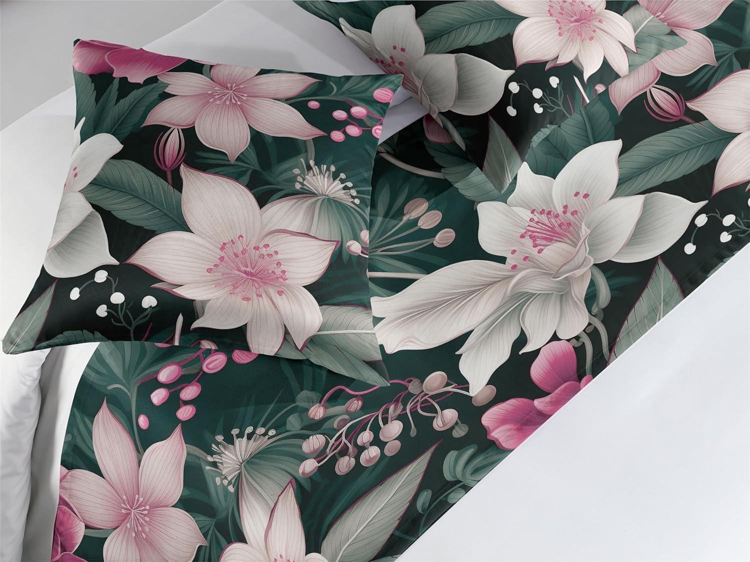 imageAmbesonne Floral Bed Runner Set Valentines Day Romantic Concept Watercolor Hydrangeas Roses Birds Decorative Bedding Scarf and 2 Pillow Shams for Hotels Homes Queen Soft Pink Pistachio GreenPink Laurel Green White