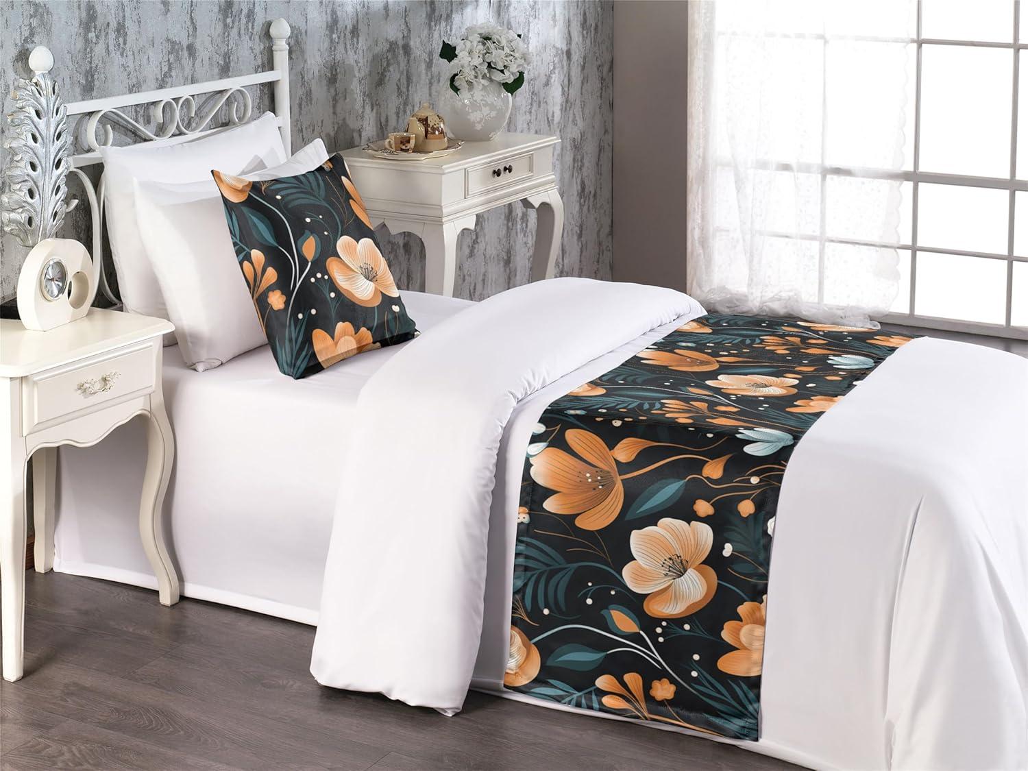 imageAmbesonne Floral Bed Runner Set Valentines Day Romantic Concept Watercolor Hydrangeas Roses Birds Decorative Bedding Scarf and 2 Pillow Shams for Hotels Homes Queen Soft Pink Pistachio GreenAmber Teal Pale Seafoam