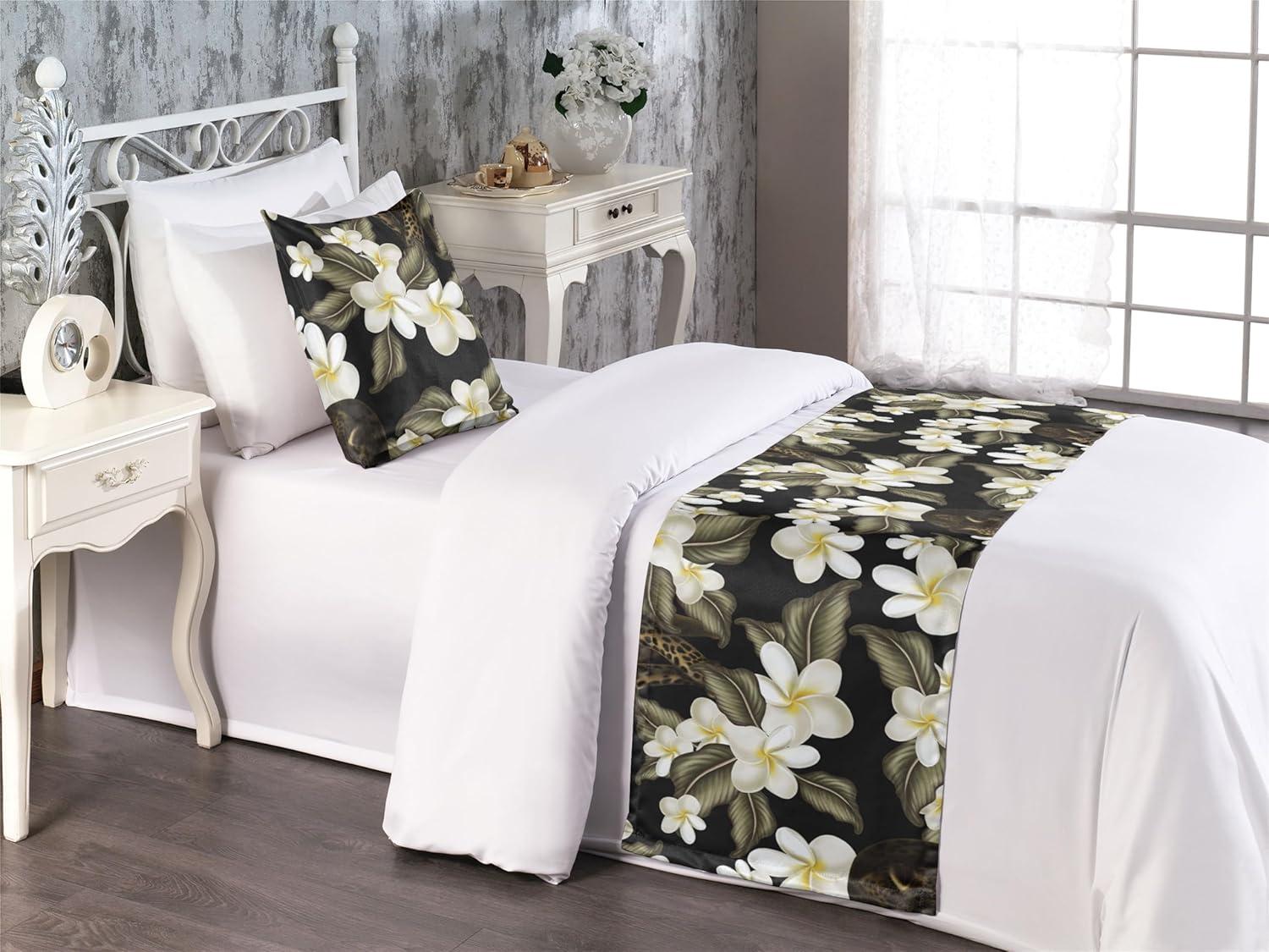 imageAmbesonne Floral Bed Runner Set Valentines Day Romantic Concept Watercolor Hydrangeas Roses Birds Decorative Bedding Scarf and 2 Pillow Shams for Hotels Homes Queen Soft Pink Pistachio GreenSage Green and Off White