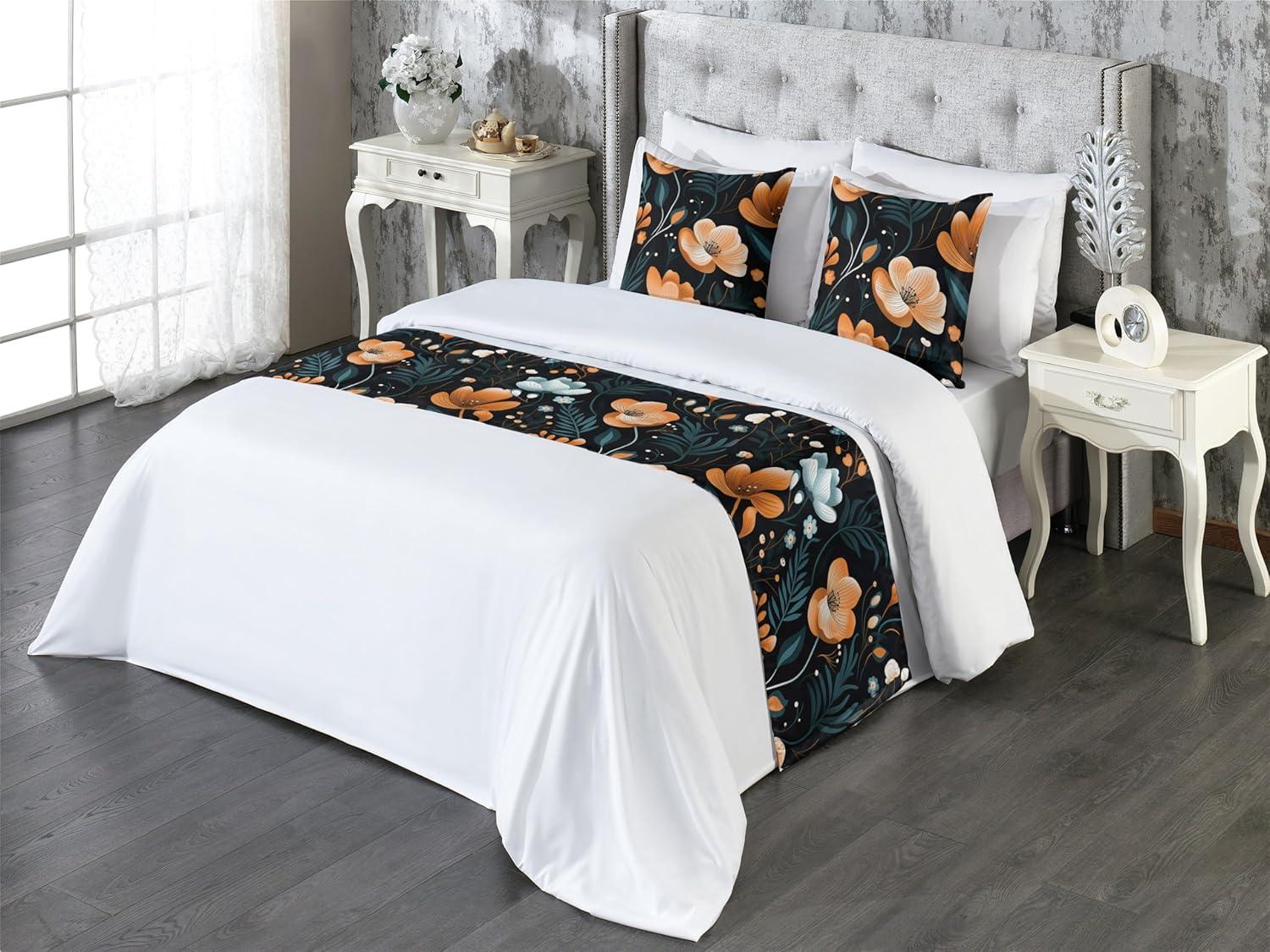 imageAmbesonne Floral Bed Runner Set Valentines Day Romantic Concept Watercolor Hydrangeas Roses Birds Decorative Bedding Scarf and 2 Pillow Shams for Hotels Homes Queen Soft Pink Pistachio GreenAmber Teal Pale Seafoam