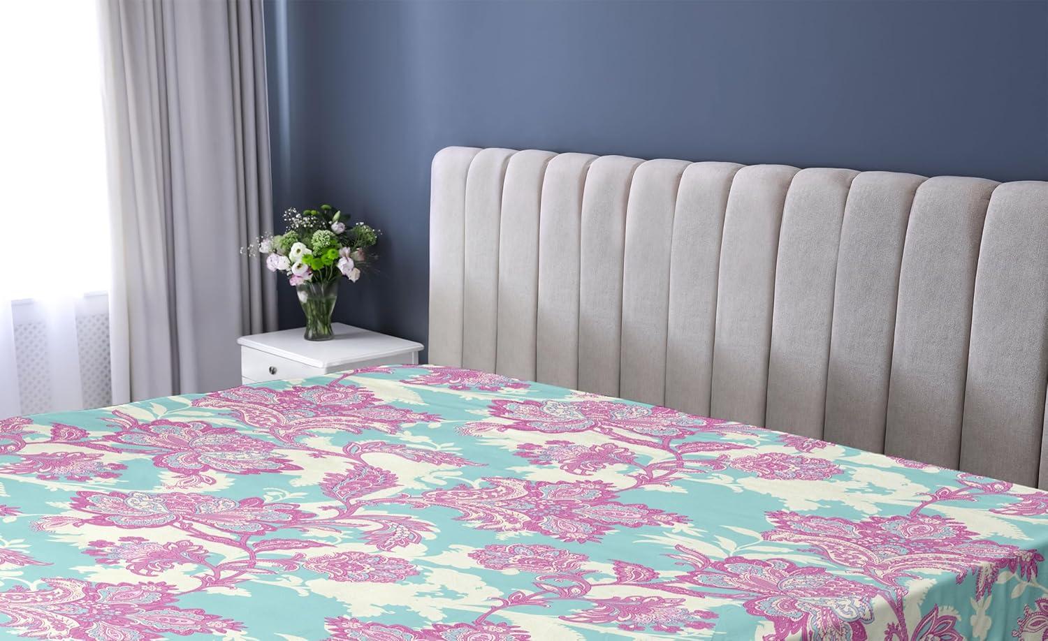 imageAmbesonne Floral Fitted Sheet Romantic Valentines Day Theme Overlapping Simplistic Rose Flowers Art Decorative Soft Fabric Bedding AllRound Elastic Pocket Full Size Pale Salmon and BlushPale Fuchsia Seafoam