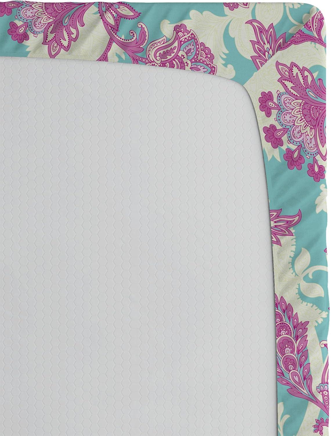 imageAmbesonne Floral Fitted Sheet Romantic Valentines Day Theme Overlapping Simplistic Rose Flowers Art Decorative Soft Fabric Bedding AllRound Elastic Pocket Full Size Pale Salmon and BlushPale Fuchsia Seafoam