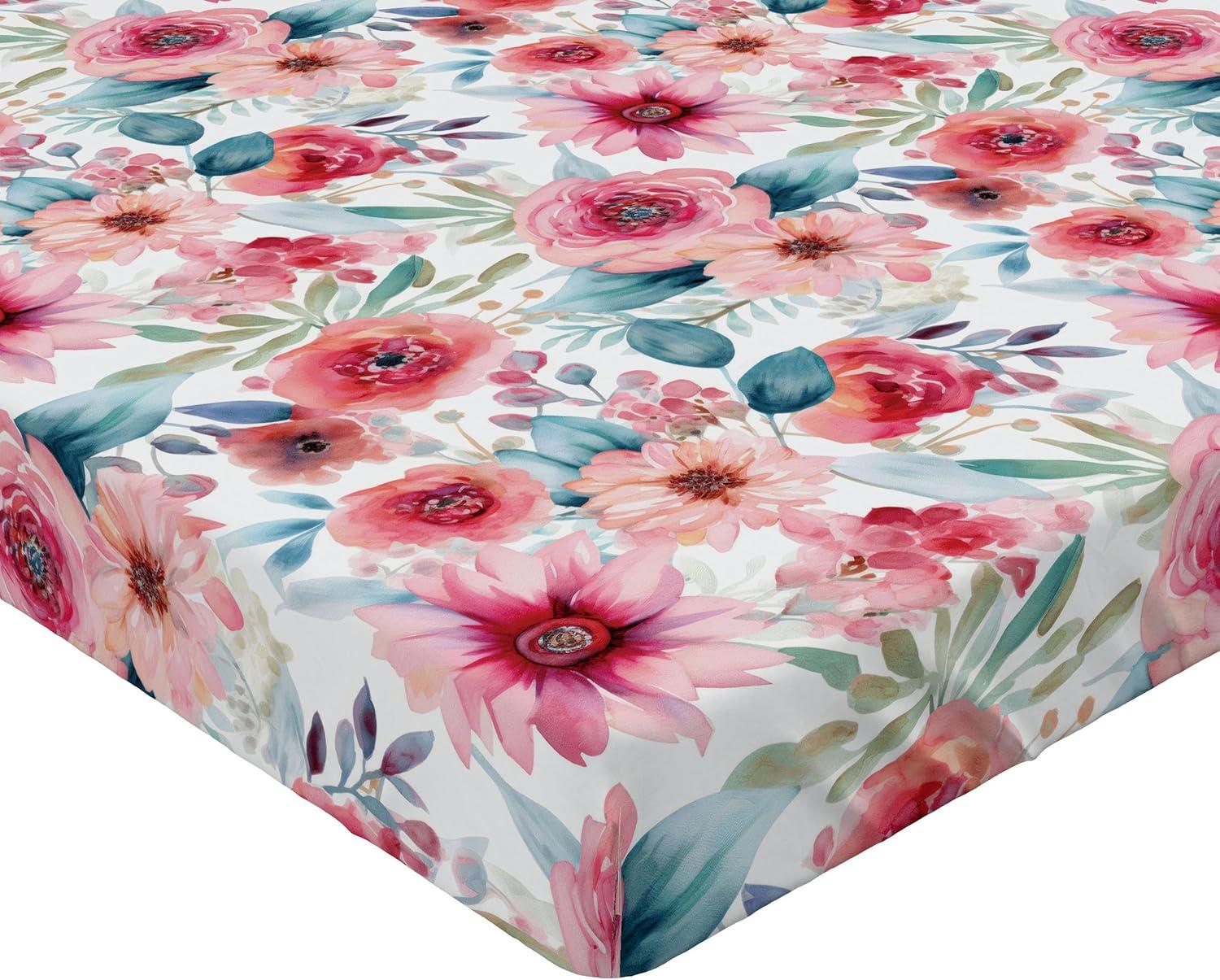 imageAmbesonne Floral Fitted Sheet Romantic Valentines Day Theme Overlapping Simplistic Rose Flowers Art Decorative Soft Fabric Bedding AllRound Elastic Pocket Full Size Pale Salmon and BlushDried Rose and Slate Blue