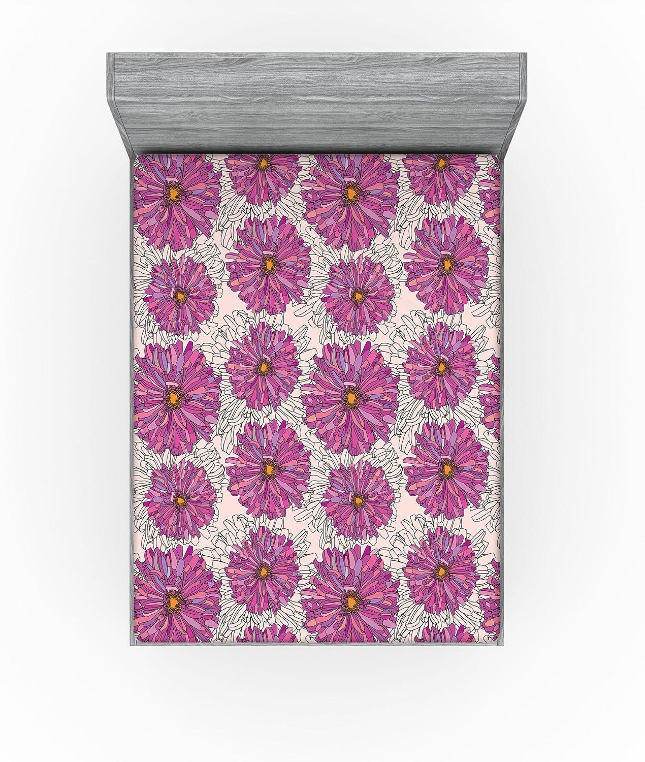imageAmbesonne Floral Fitted Sheet Romantic Valentines Day Theme Overlapping Simplistic Rose Flowers Art Decorative Soft Fabric Bedding AllRound Elastic Pocket Full Size Pale Salmon and BlushPale Fuchsia and Blush