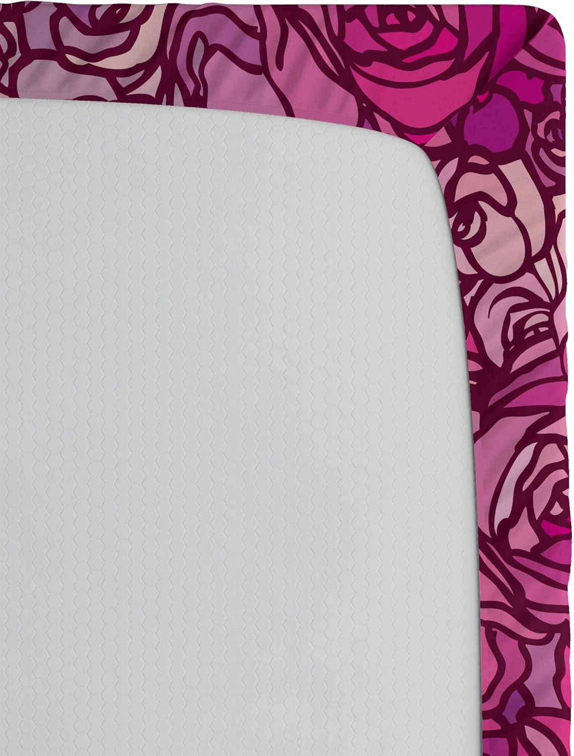 imageAmbesonne Floral Fitted Sheet Romantic Valentines Day Theme Overlapping Simplistic Rose Flowers Art Decorative Soft Fabric Bedding AllRound Elastic Pocket Full Size Pale Salmon and BlushHot Pink and Dark Magenta