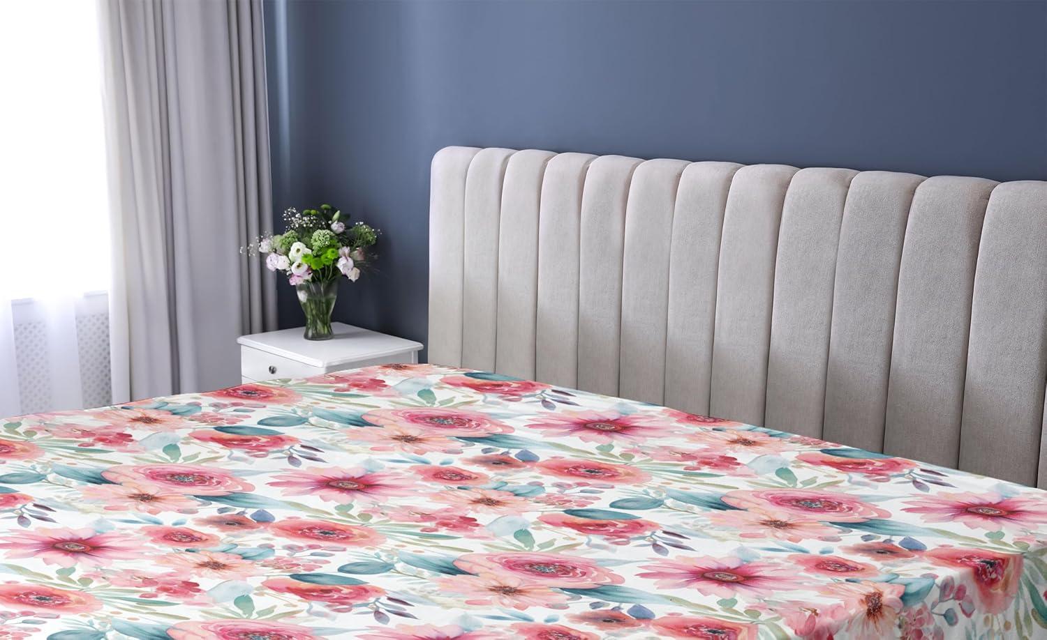imageAmbesonne Floral Fitted Sheet Romantic Valentines Day Theme Overlapping Simplistic Rose Flowers Art Decorative Soft Fabric Bedding AllRound Elastic Pocket Full Size Pale Salmon and BlushDried Rose and Slate Blue