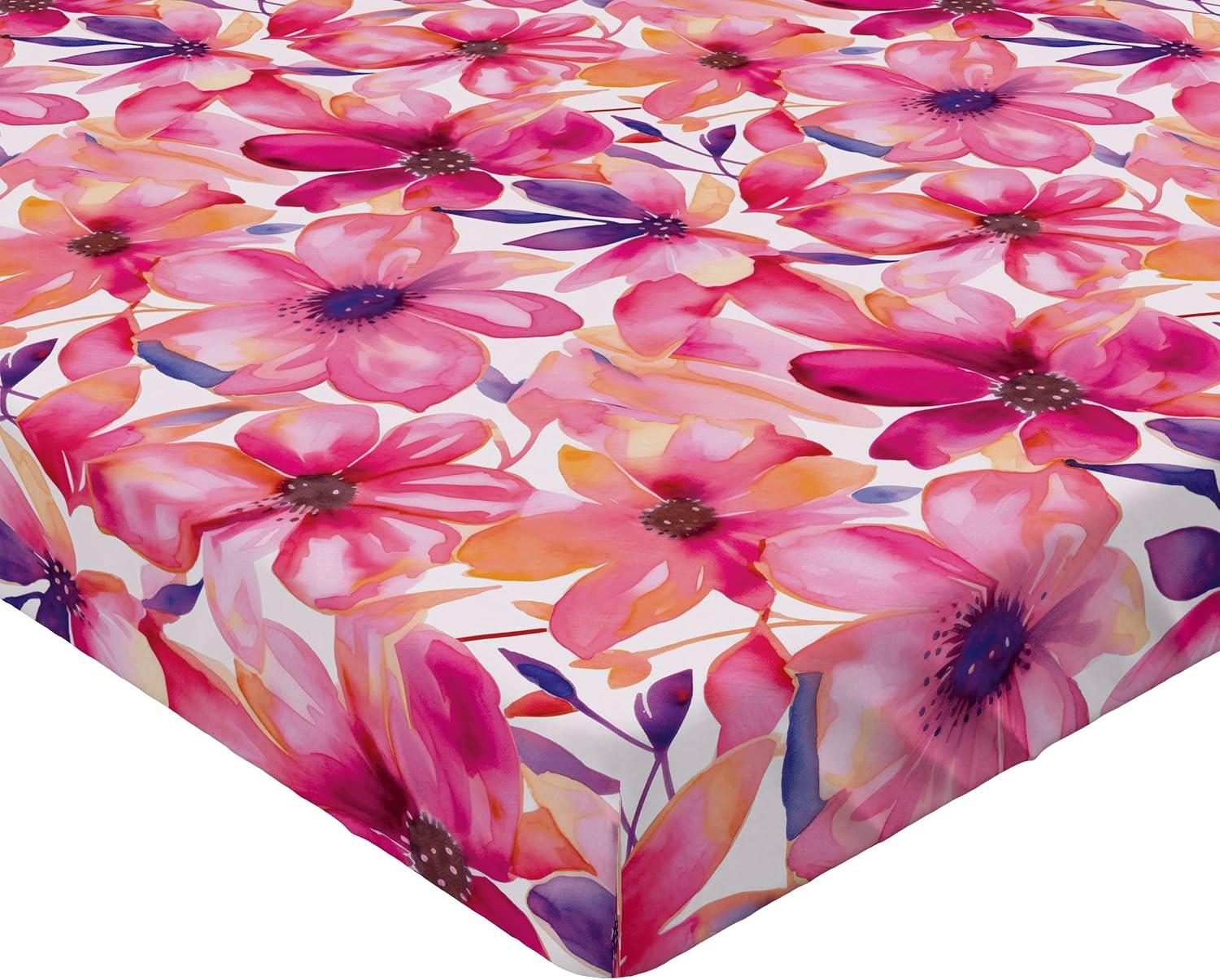 imageAmbesonne Floral Fitted Sheet Romantic Valentines Day Theme Overlapping Simplistic Rose Flowers Art Decorative Soft Fabric Bedding AllRound Elastic Pocket Full Size Pale Salmon and BlushHot Pink Blue Violet