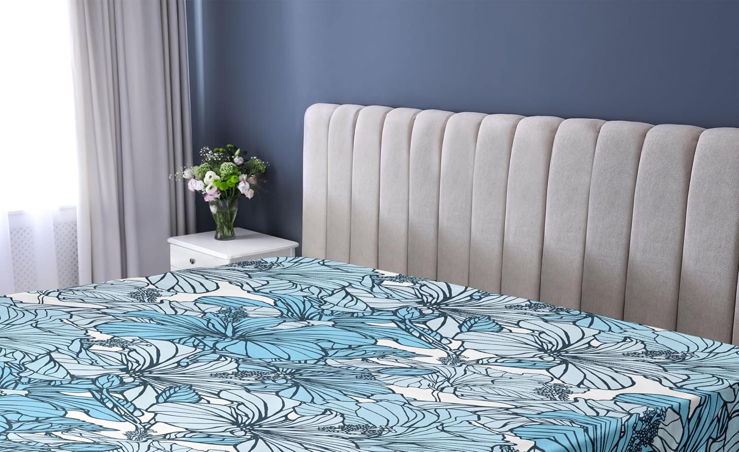 imageAmbesonne Floral Fitted Sheet Romantic Valentines Day Theme Overlapping Simplistic Rose Flowers Art Decorative Soft Fabric Bedding AllRound Elastic Pocket Full Size Pale Salmon and BlushPale Azure Blue and White