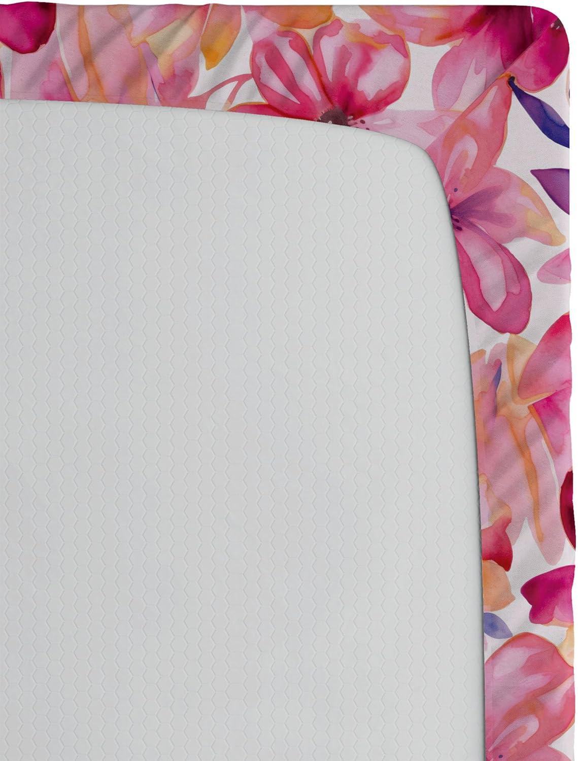 imageAmbesonne Floral Fitted Sheet Romantic Valentines Day Theme Overlapping Simplistic Rose Flowers Art Decorative Soft Fabric Bedding AllRound Elastic Pocket Full Size Pale Salmon and BlushHot Pink Blue Violet