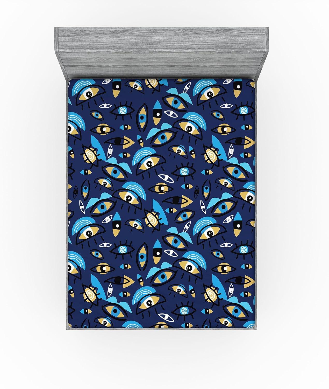 imageAmbesonne Floral Fitted Sheet Romantic Valentines Day Theme Overlapping Simplistic Rose Flowers Art Decorative Soft Fabric Bedding AllRound Elastic Pocket Full Size Pale Salmon and BlushDark Sky Blue and Mustard