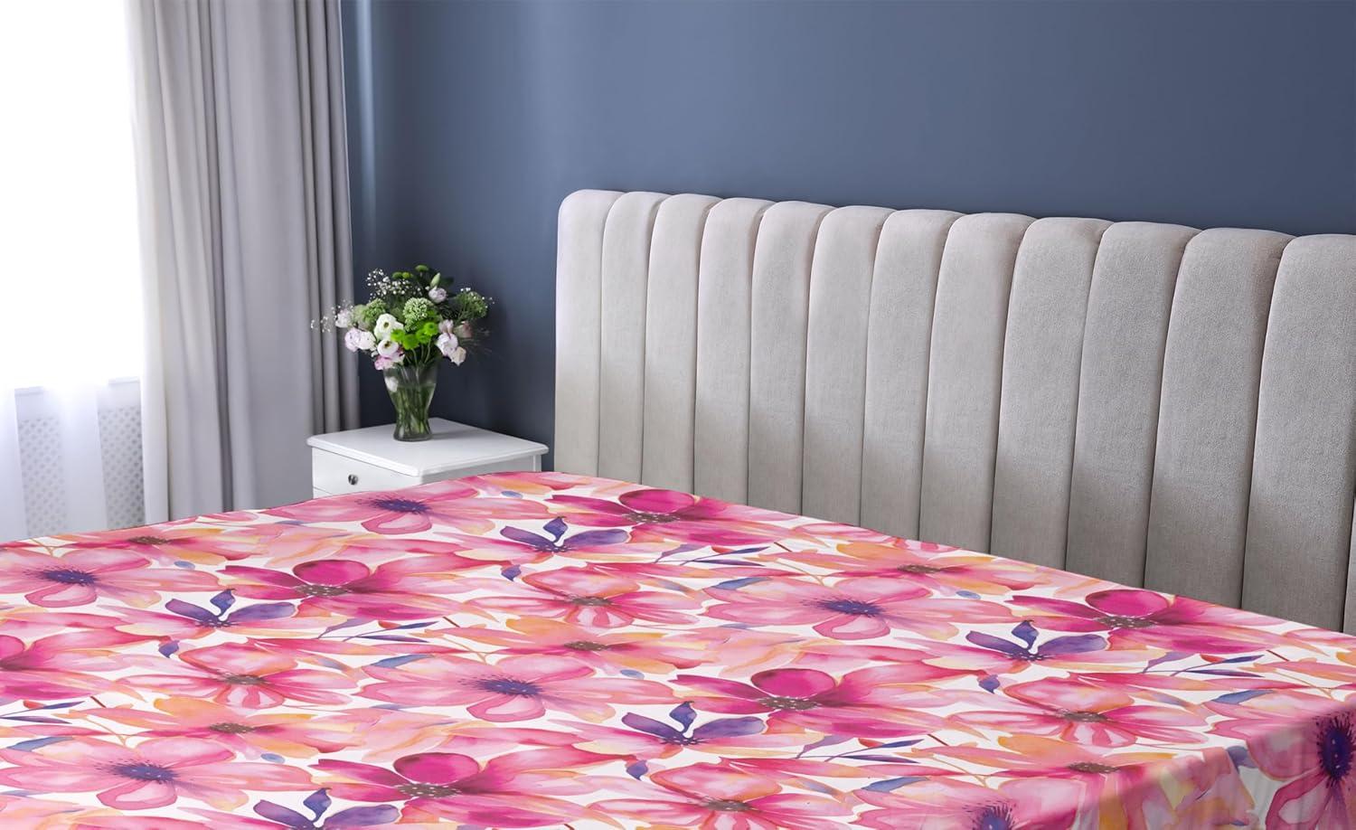 imageAmbesonne Floral Fitted Sheet Romantic Valentines Day Theme Overlapping Simplistic Rose Flowers Art Decorative Soft Fabric Bedding AllRound Elastic Pocket Full Size Pale Salmon and BlushHot Pink Blue Violet