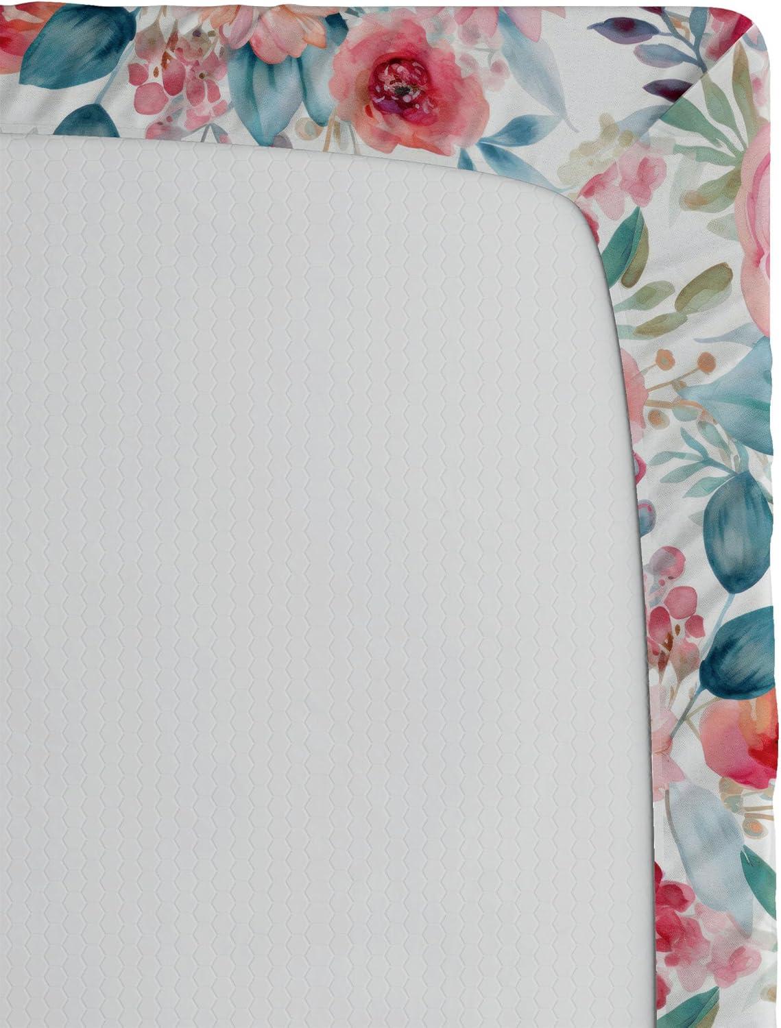imageAmbesonne Floral Fitted Sheet Romantic Valentines Day Theme Overlapping Simplistic Rose Flowers Art Decorative Soft Fabric Bedding AllRound Elastic Pocket Full Size Pale Salmon and BlushDried Rose and Slate Blue