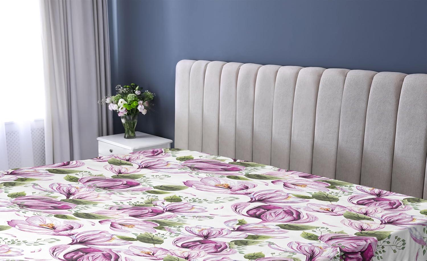 imageAmbesonne Floral Fitted Sheet Valentines Day Romantic Concept Watercolor Hydrangeas Roses Birds Decorative Soft Bedding AllRound Elastic Pocket California King Soft Pink Pistachio GreenPale Fuchsia Reseda Green