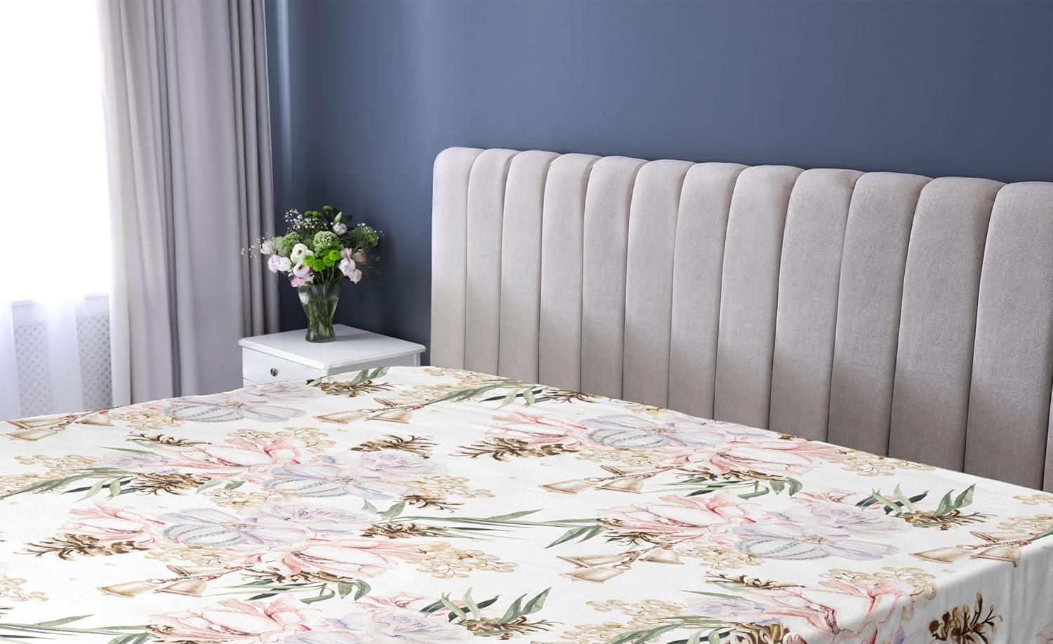 imageAmbesonne Floral Fitted Sheet Valentines Day Romantic Concept Watercolor Hydrangeas Roses Birds Decorative Soft Bedding AllRound Elastic Pocket California King Soft Pink Pistachio GreenPale Ceil Blue Green
