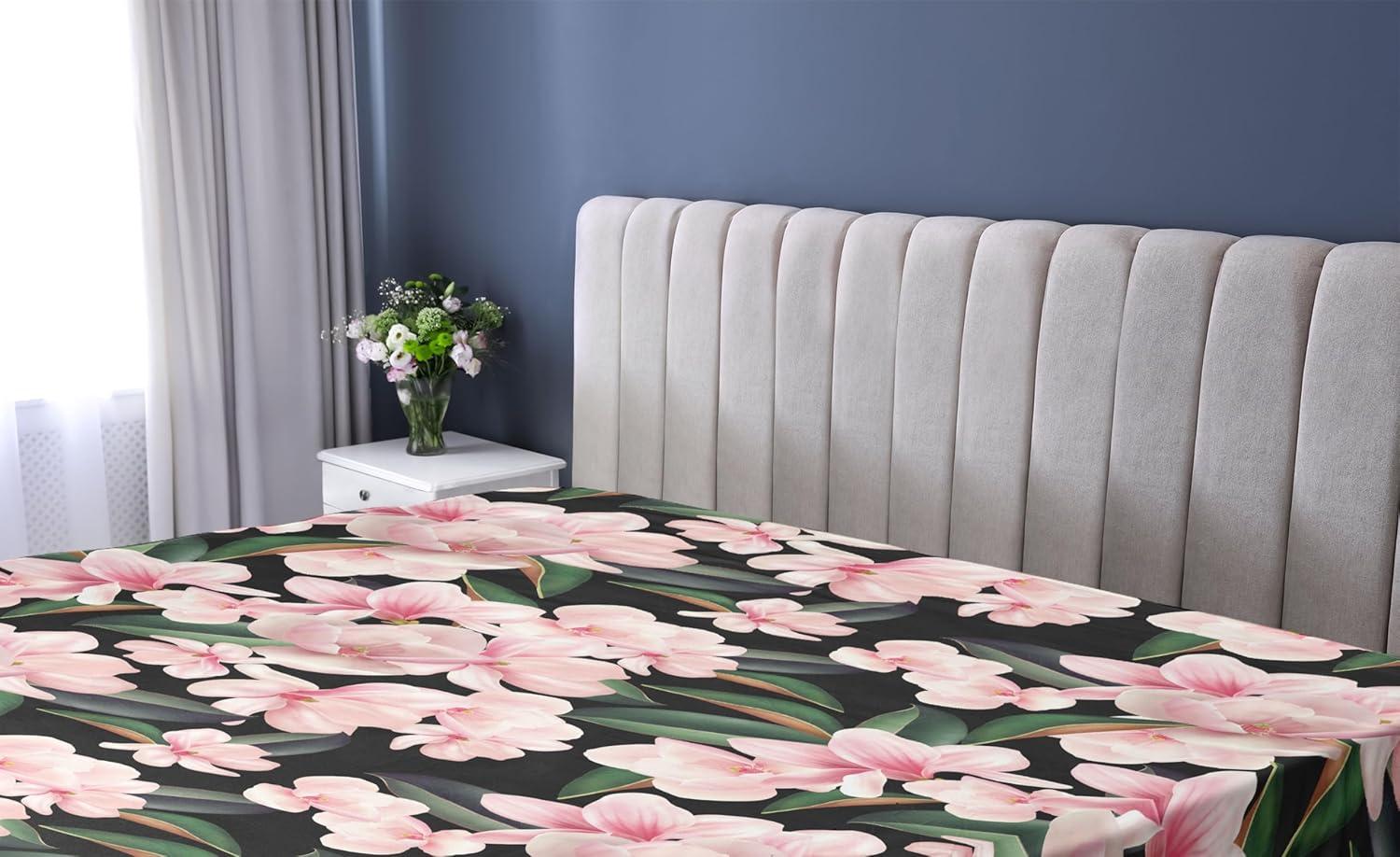 imageAmbesonne Floral Fitted Sheet Valentines Day Romantic Concept Watercolor Hydrangeas Roses Birds Decorative Soft Bedding AllRound Elastic Pocket California King Soft Pink Pistachio GreenJade Green and Pastel Pink