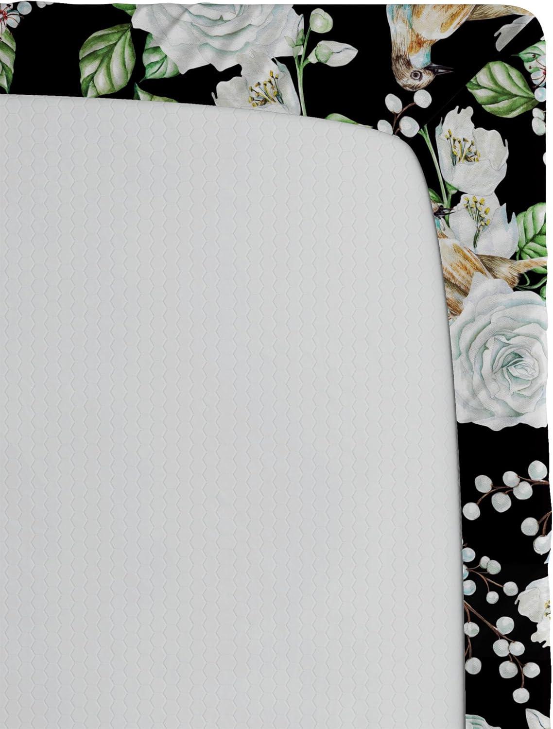 imageAmbesonne Floral Fitted Sheet Valentines Day Romantic Concept Watercolor Hydrangeas Roses Birds Decorative Soft Bedding AllRound Elastic Pocket California King Soft Pink Pistachio GreenSea Green Pastel Brown