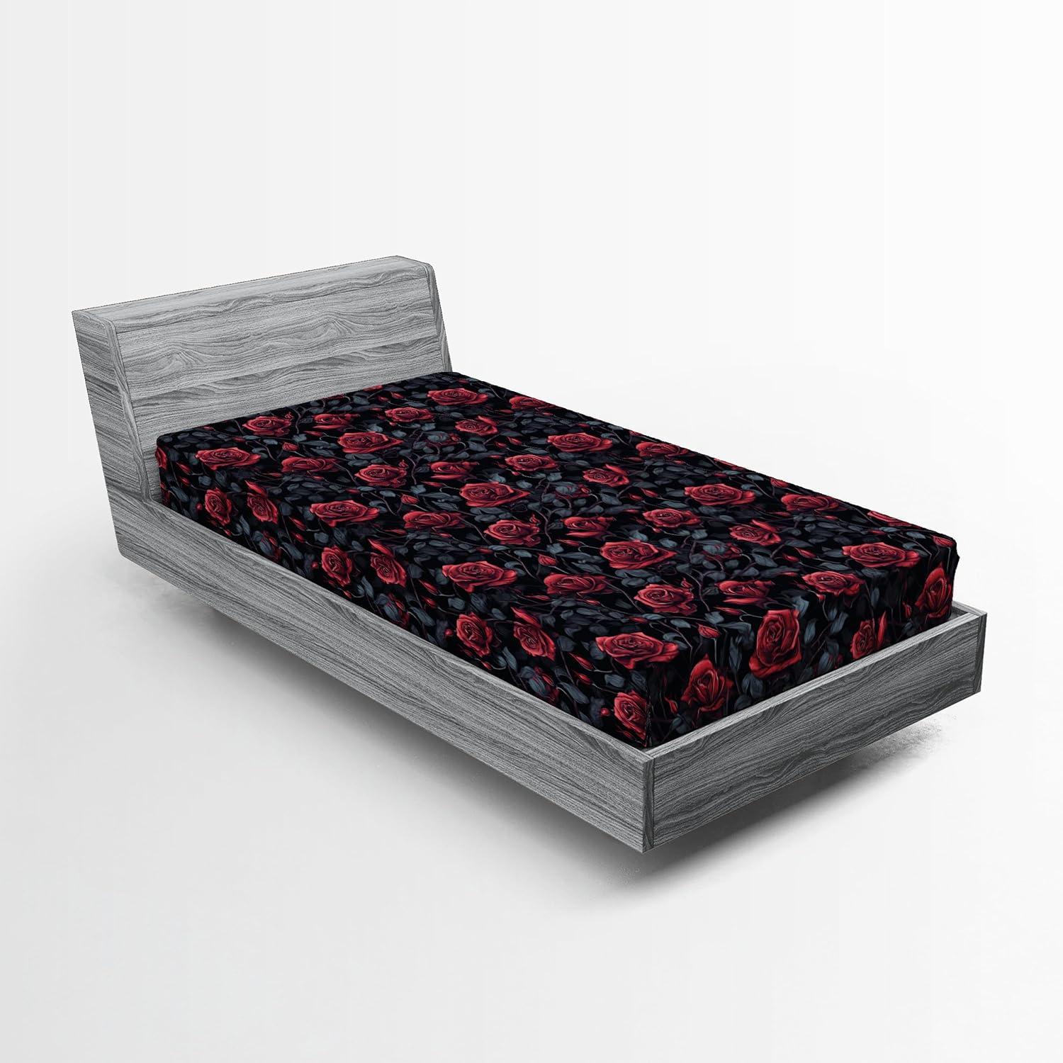 imageAmbesonne Floral Fitted Sheet Valentines Day Romantic Concept Watercolor Hydrangeas Roses Birds Decorative Soft Bedding AllRound Elastic Pocket California King Soft Pink Pistachio GreenRed Blue Grey Dark Grey